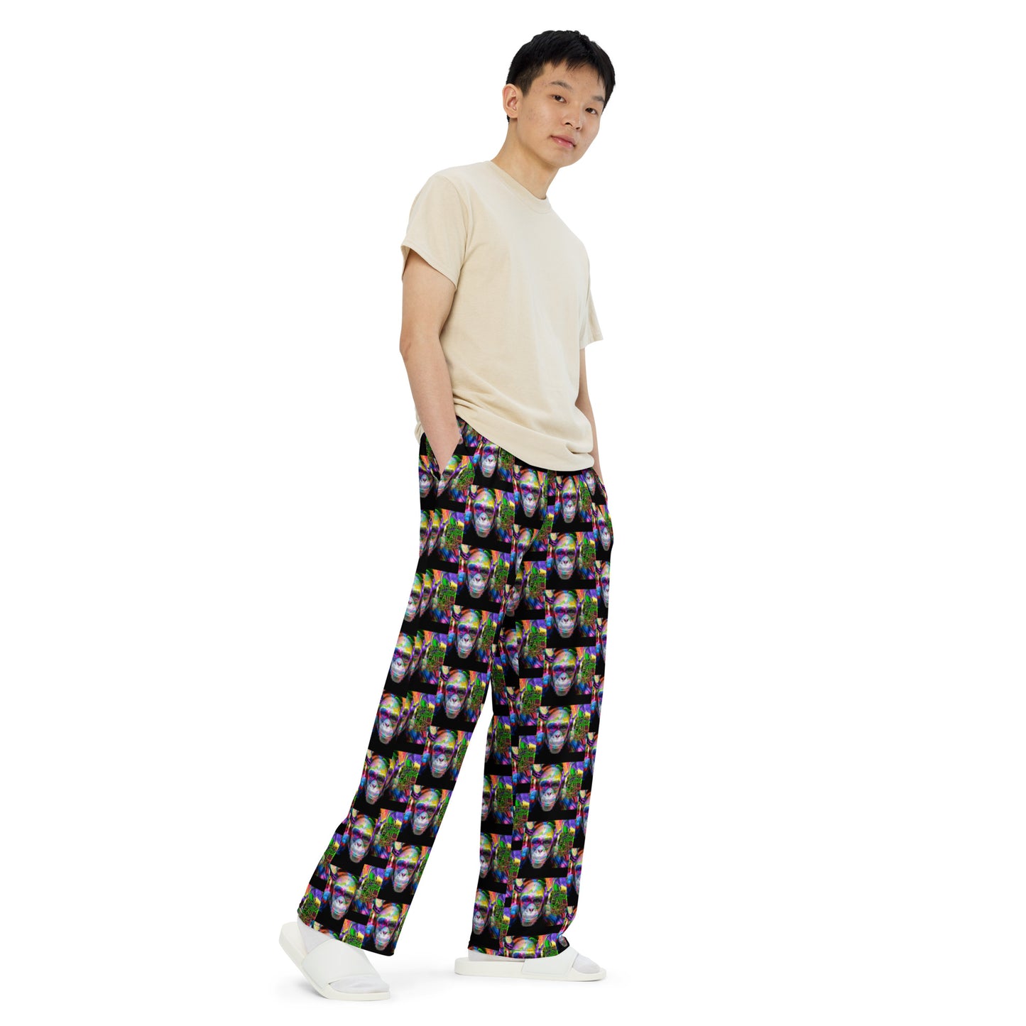 MUSIC SPEAKS MONKEY HEADPHONES unisex wide-leg pants