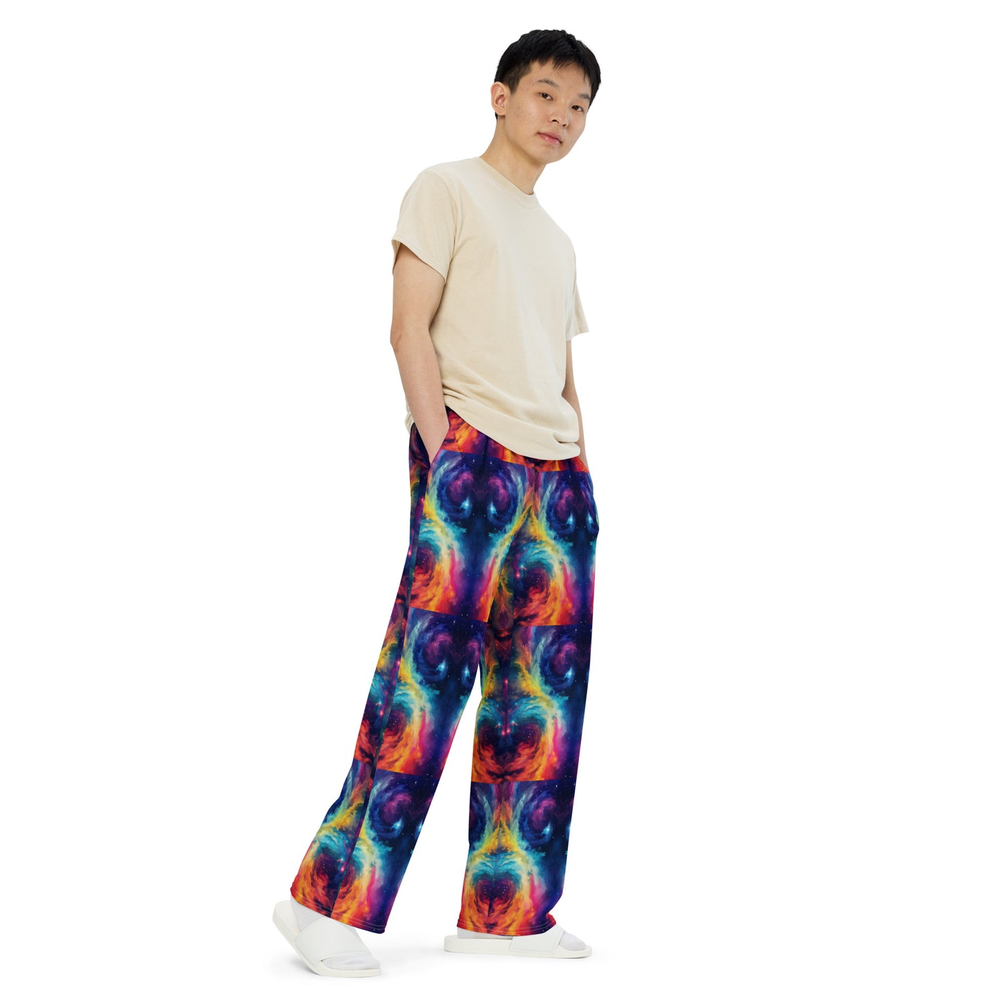 RAINBOW TIE-DYE unisex wide-leg pants