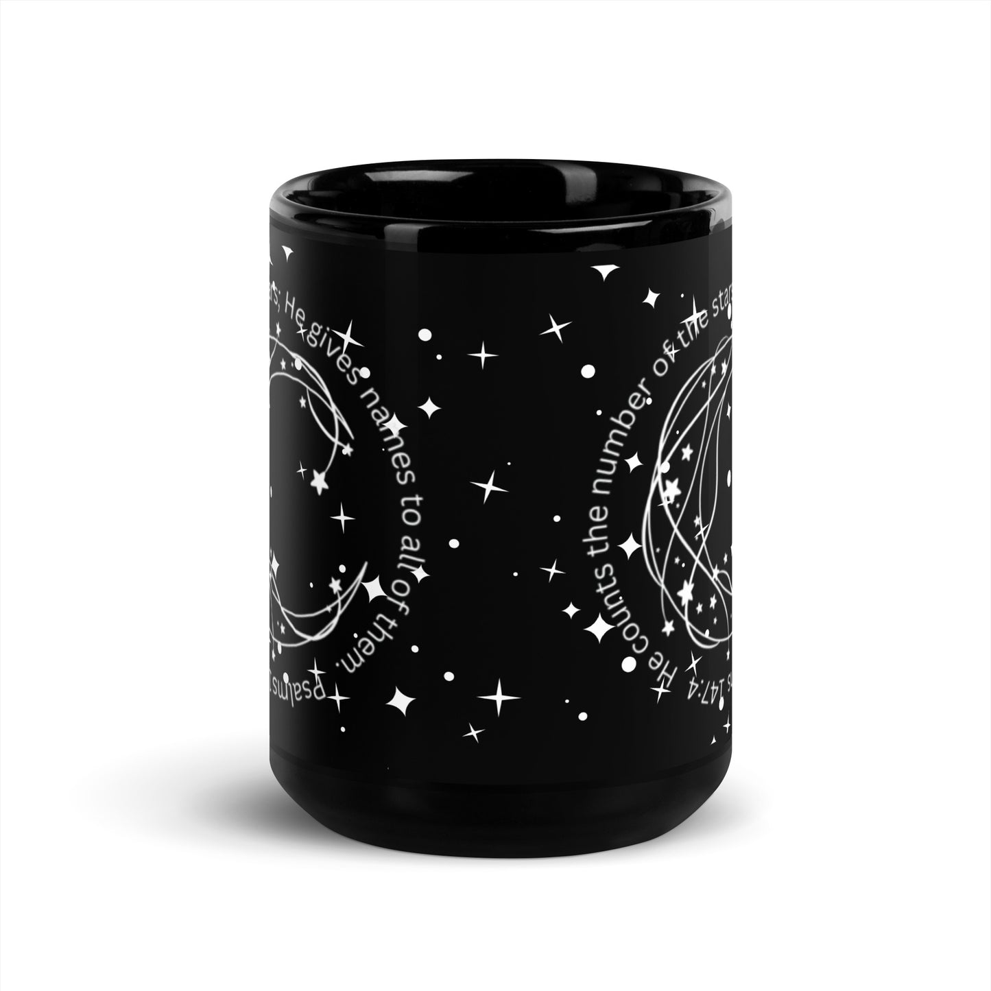 Psalm 147:4 Black Glossy Mug