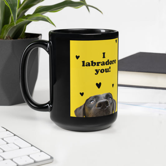 ADORABLE BLACK LAB Black Glossy Mug