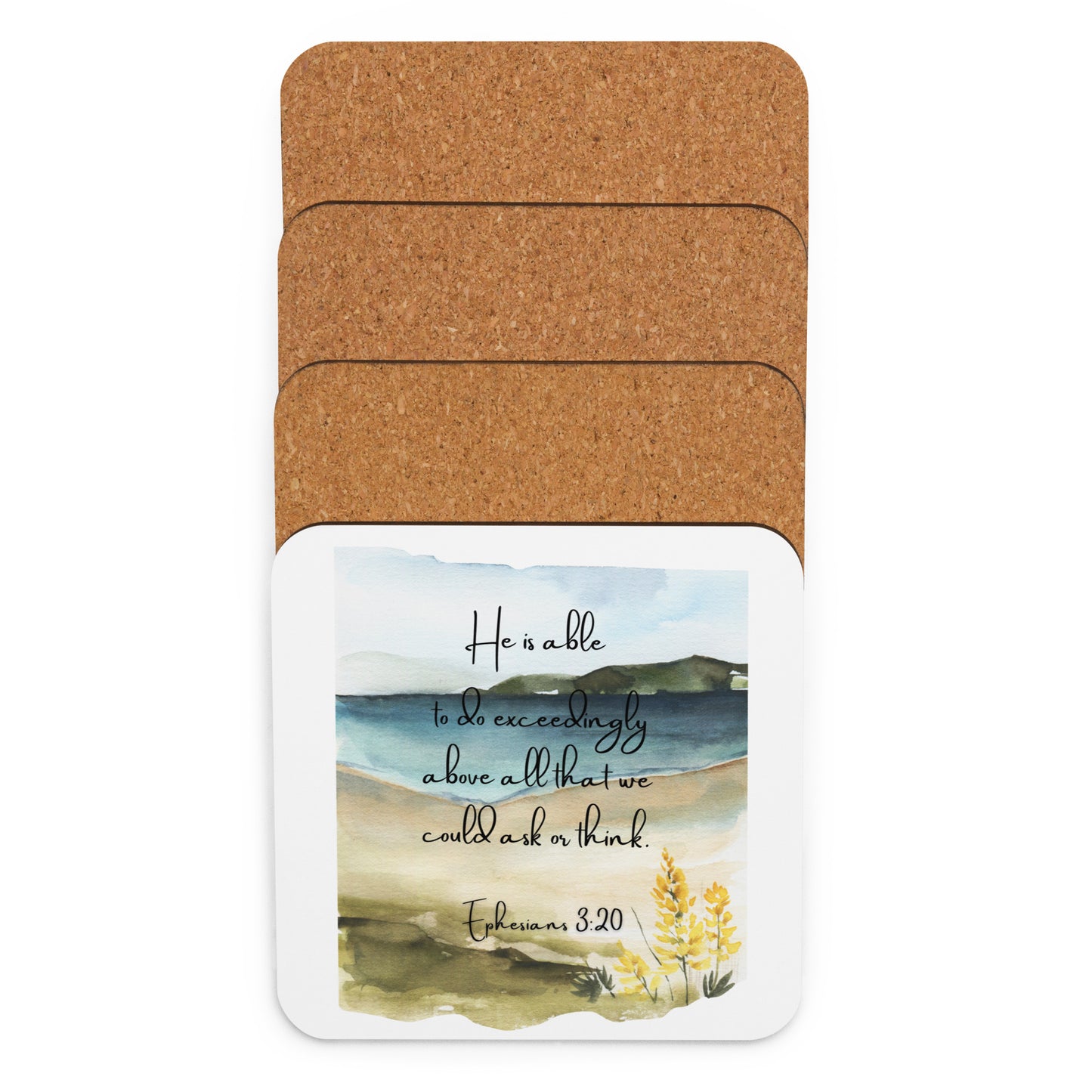 Ephesians 3:20 Cork-back coaster