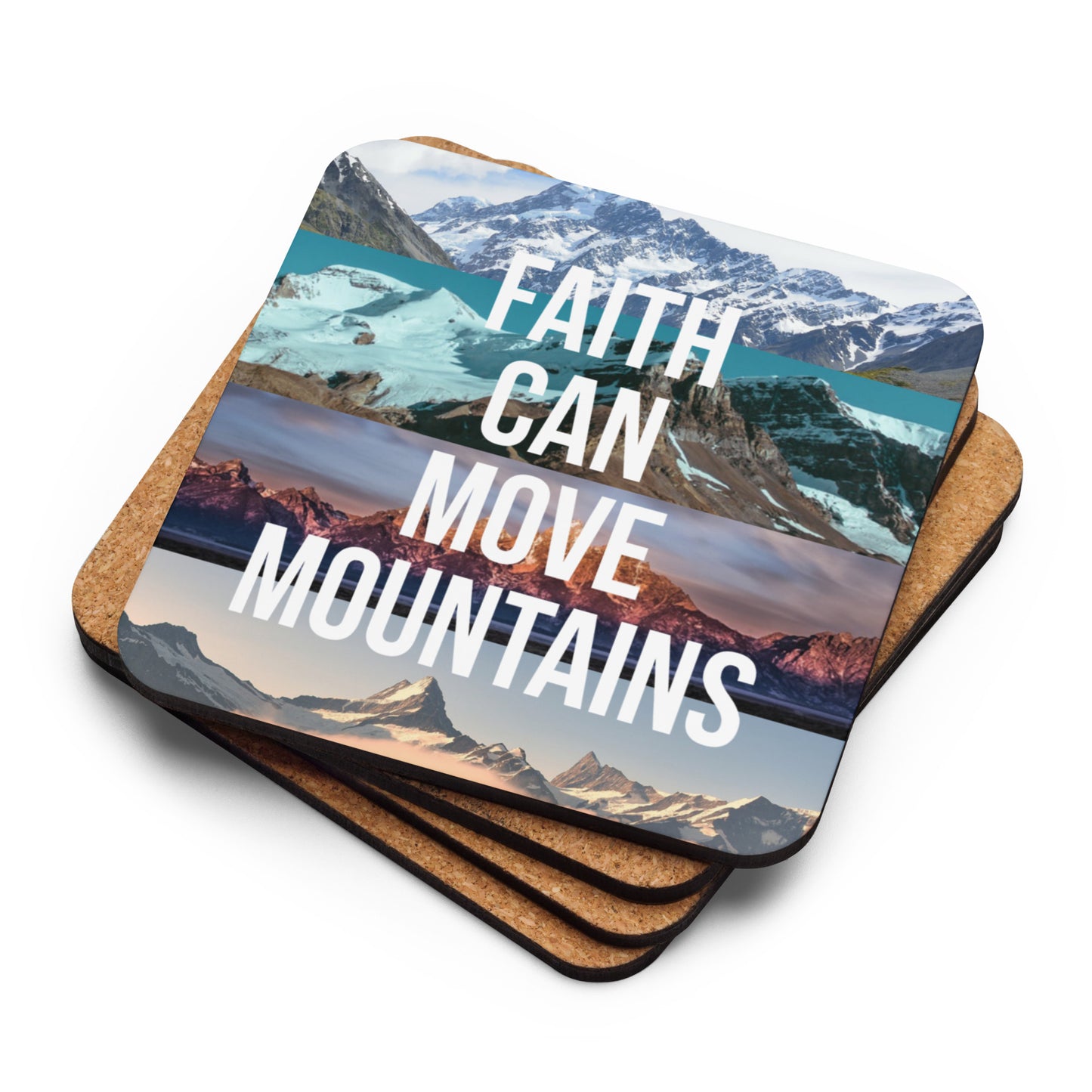 FAITH MOVES MOUNTAINS Cork-back coaster