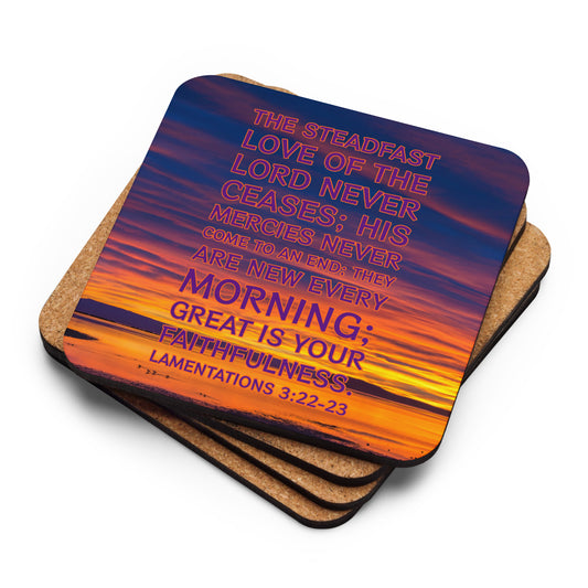 Lamentations 3:22-23 Cork-back coaster