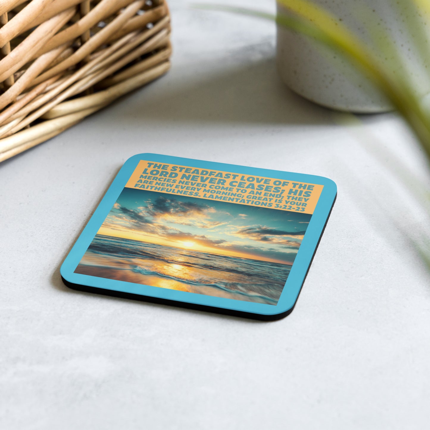 Lamentations 3:22-23 Cork-back coaster