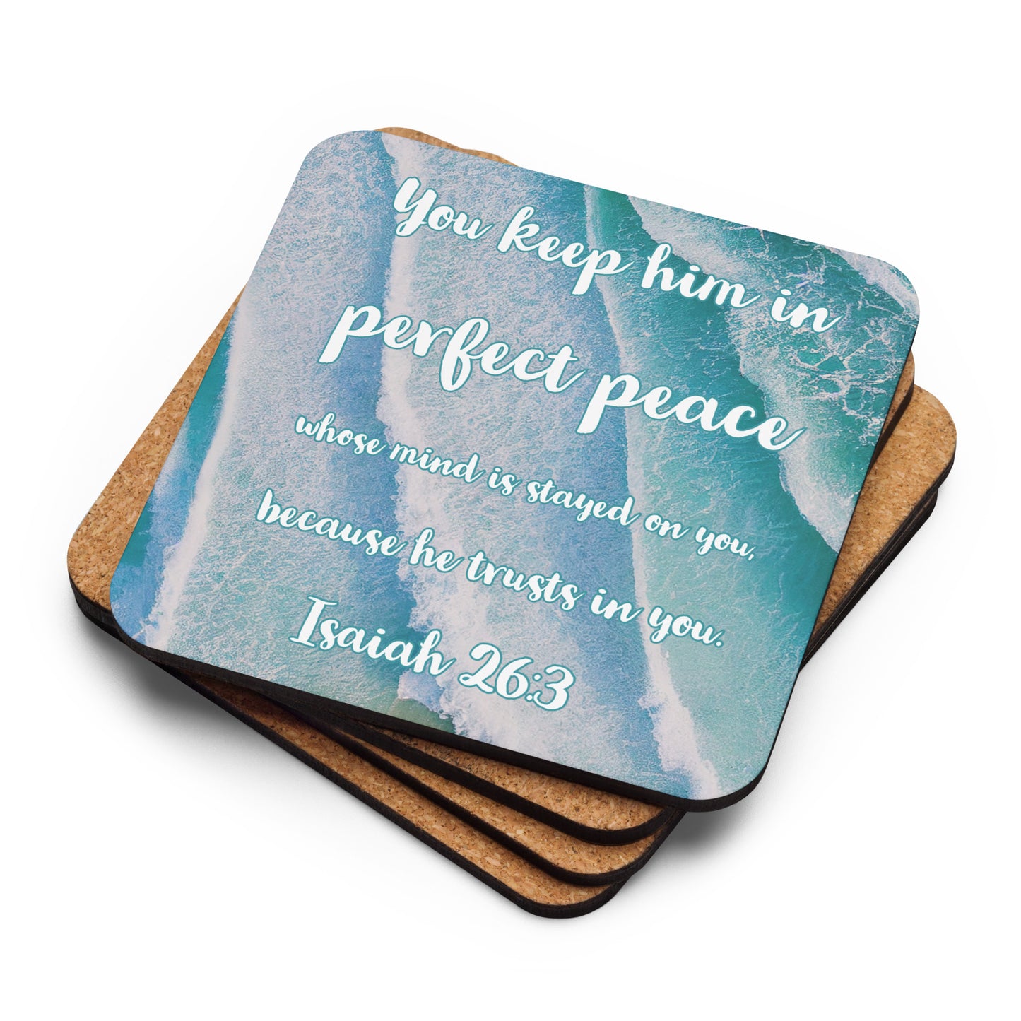 Isaiah 26:3 Cork-back coaster