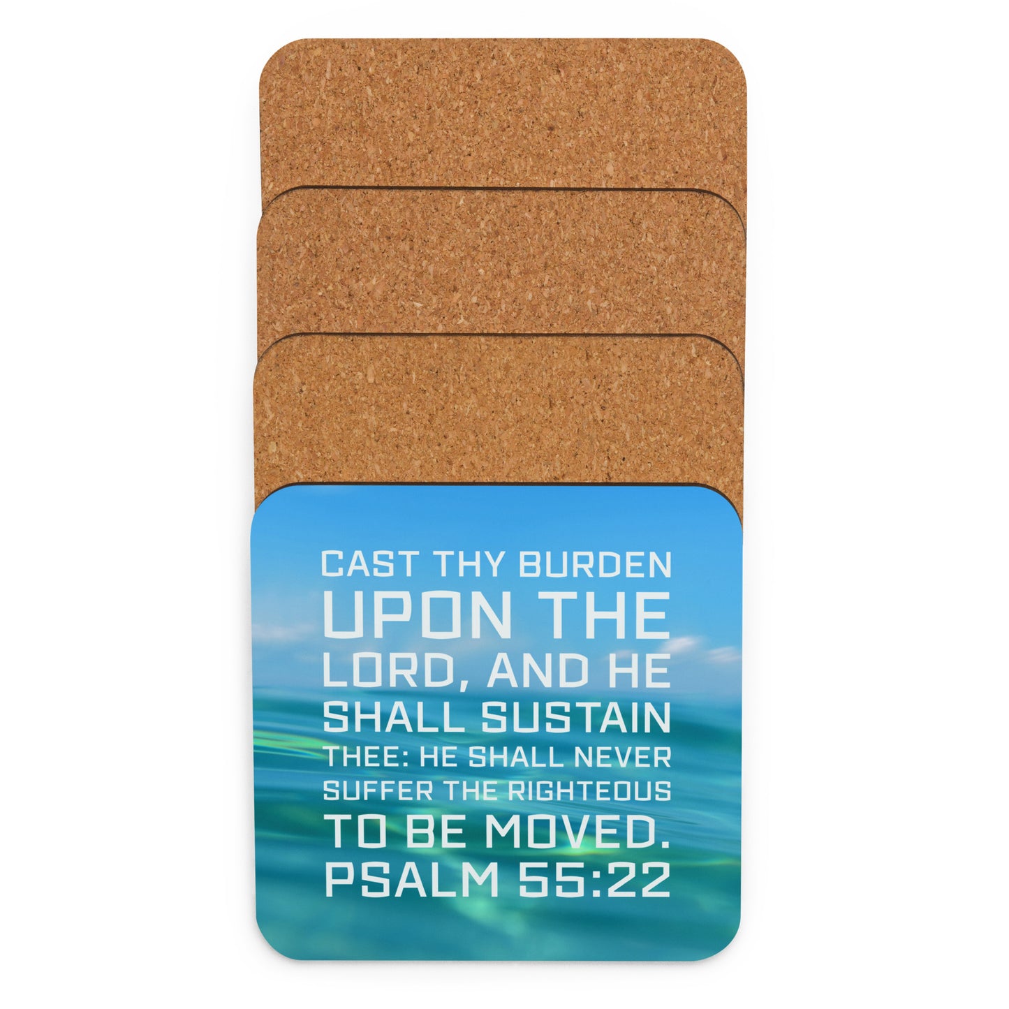 Psalm 55:22 Cork-back coaster