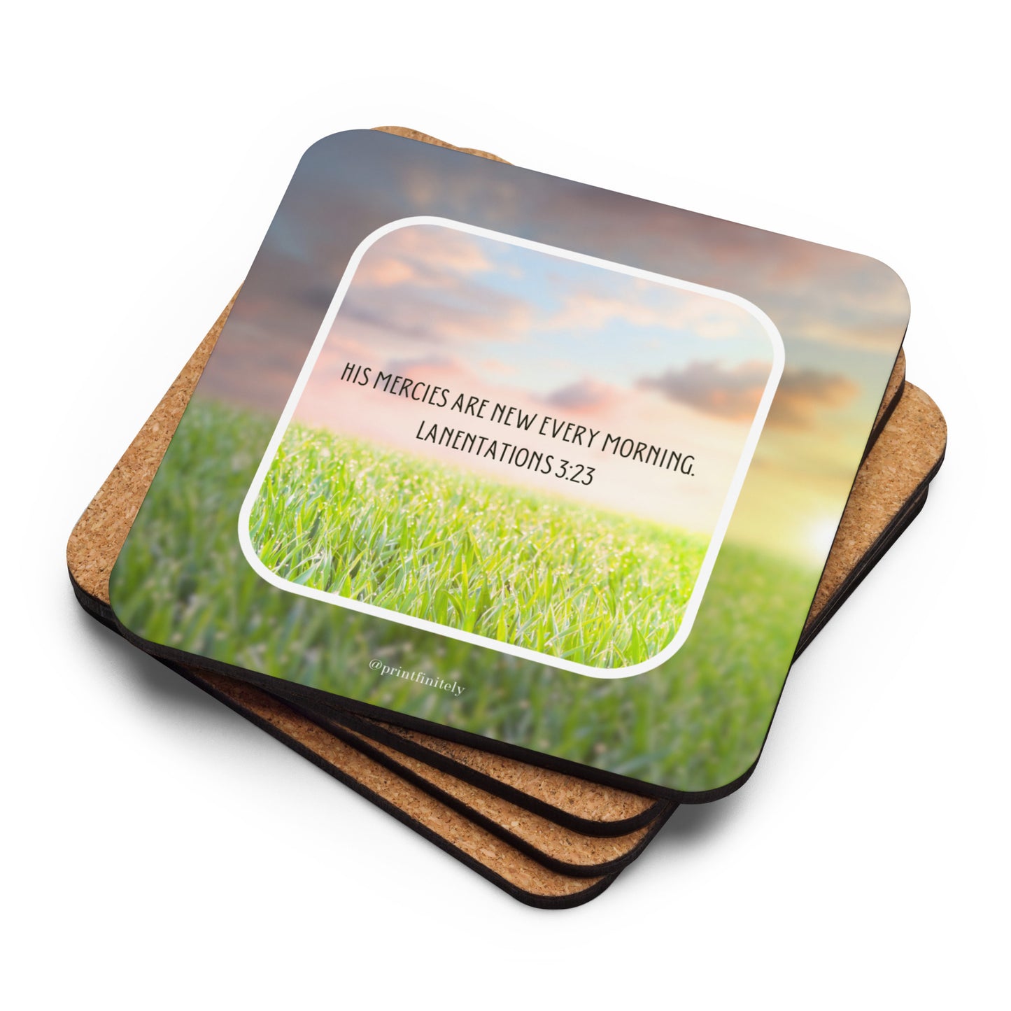 Lamentations 3:23 Cork-back coaster