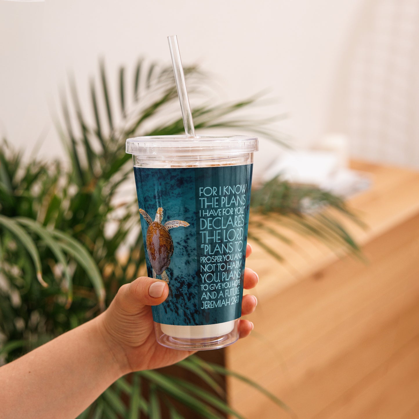 Clear plastic tumbler