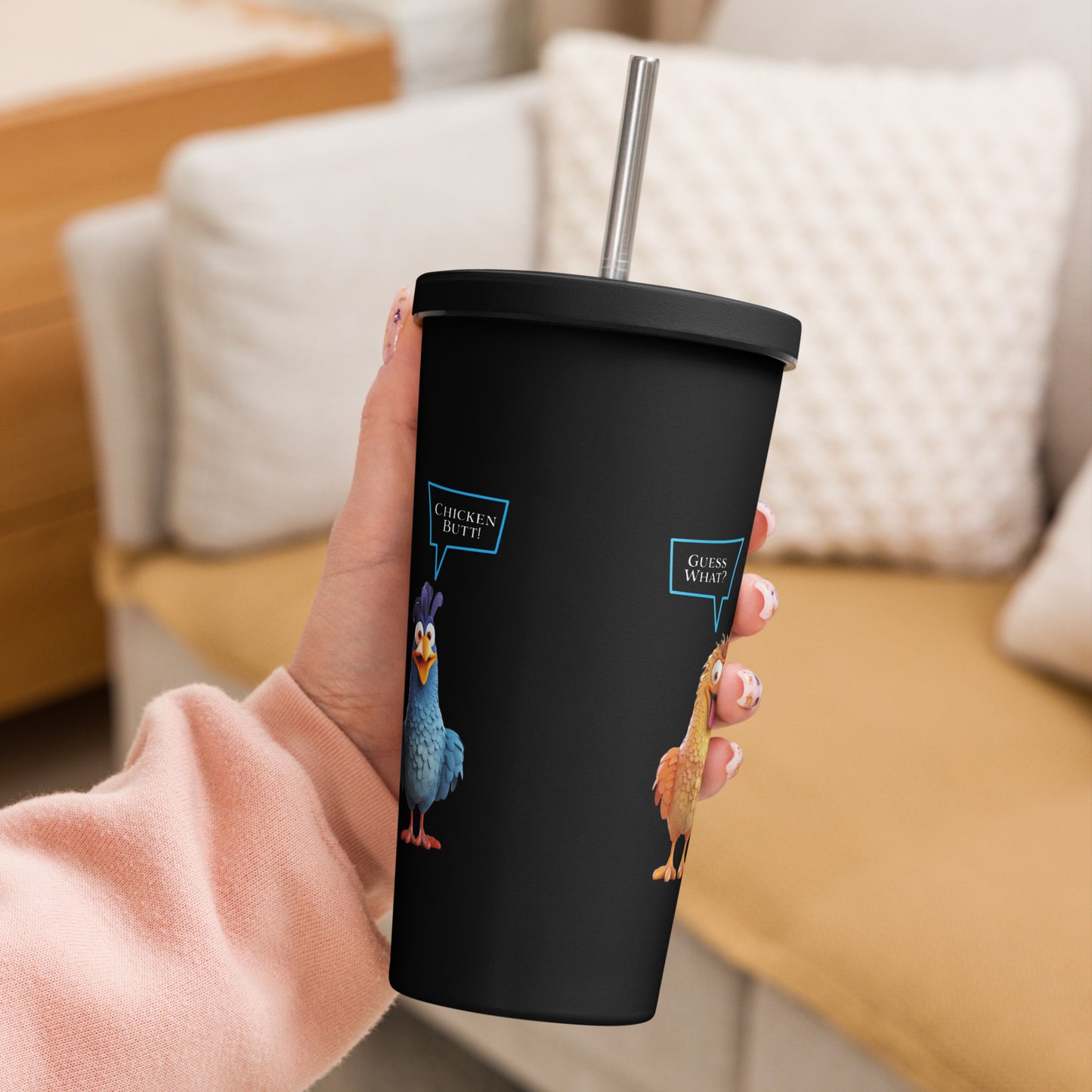 Insulated tumbler with a straw