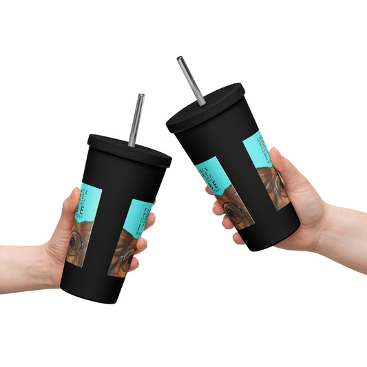 Insulated tumbler with a straw