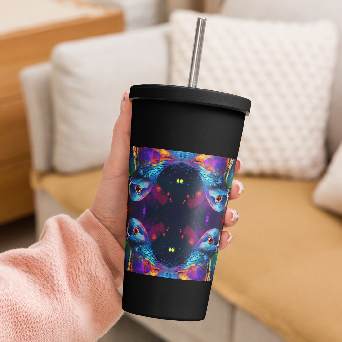 Insulated tumbler with a straw