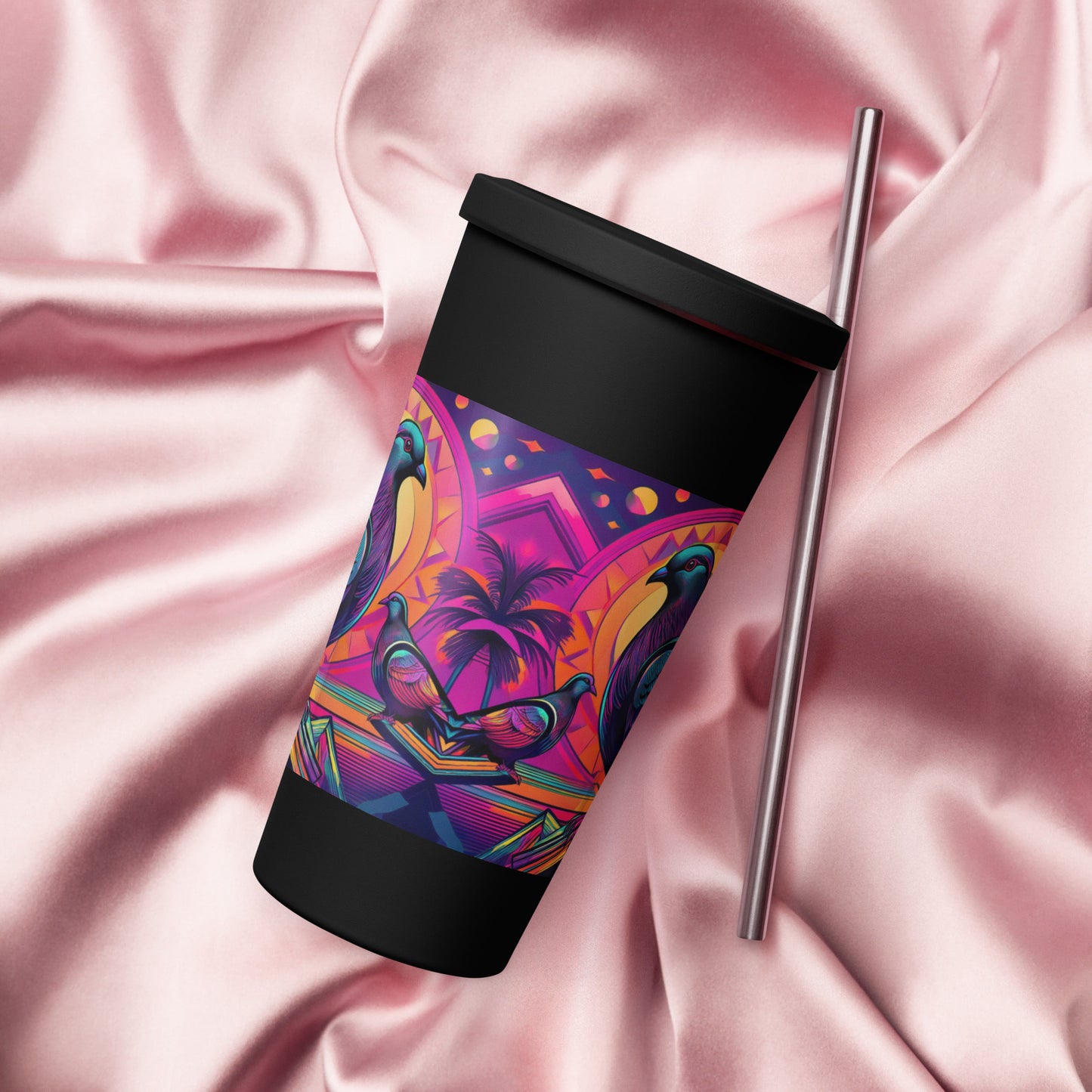 Insulated tumbler with a straw