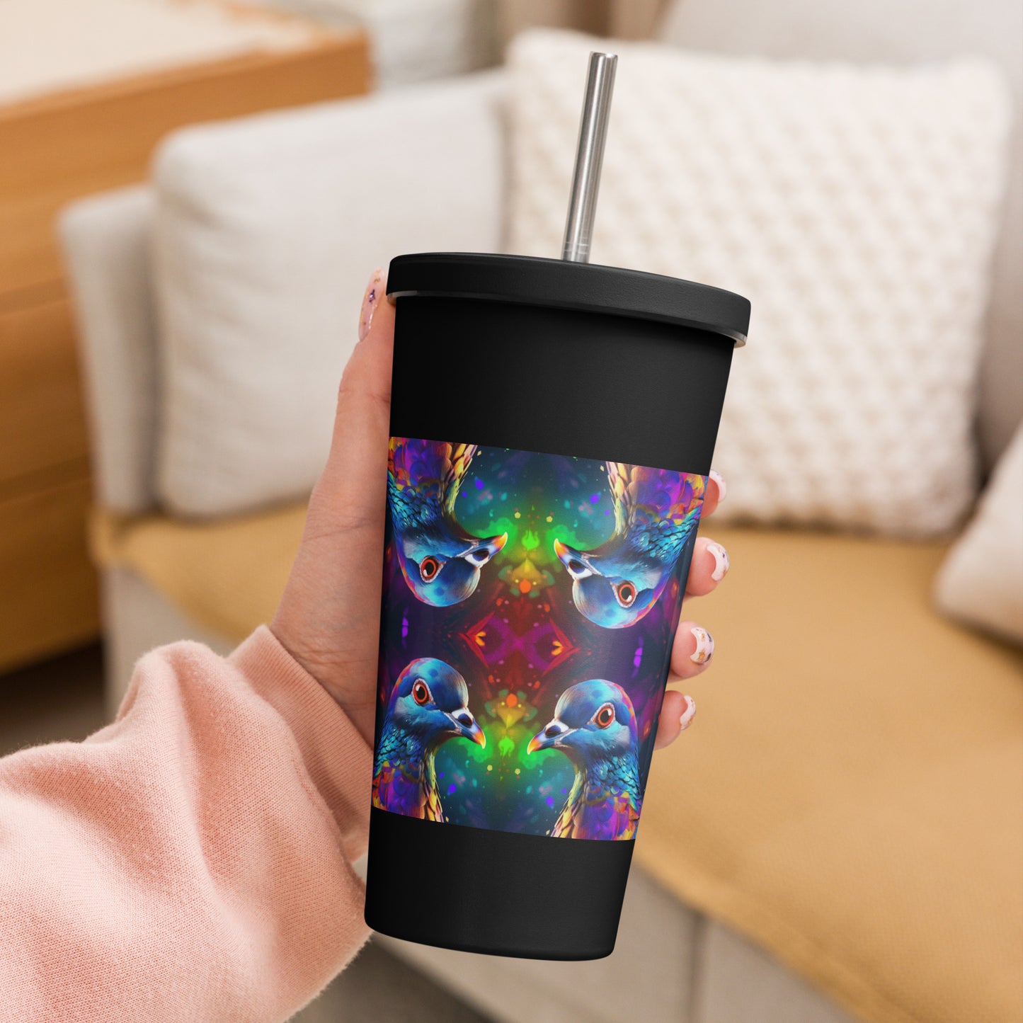 Insulated tumbler with a straw