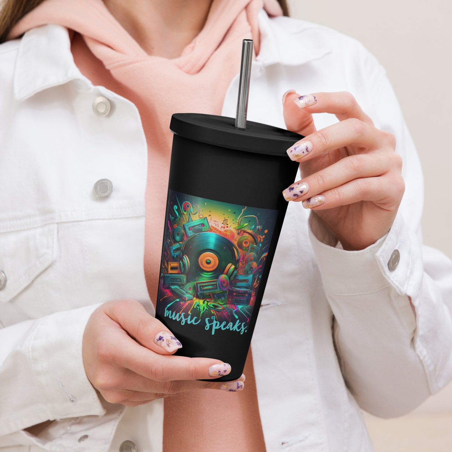 Insulated tumbler with a straw