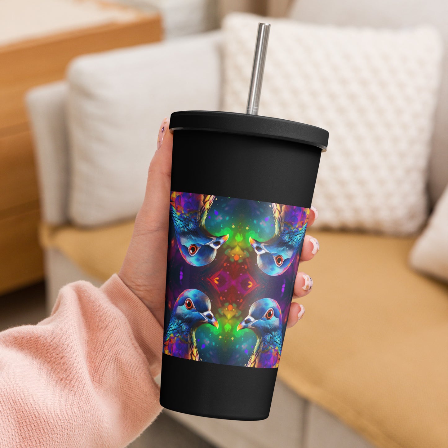 Insulated tumbler with a straw