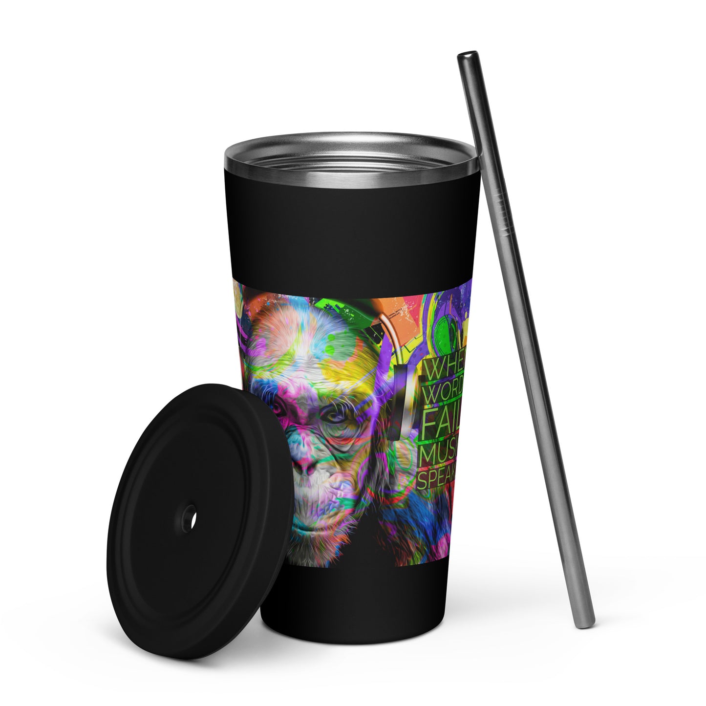 Insulated tumbler with a straw