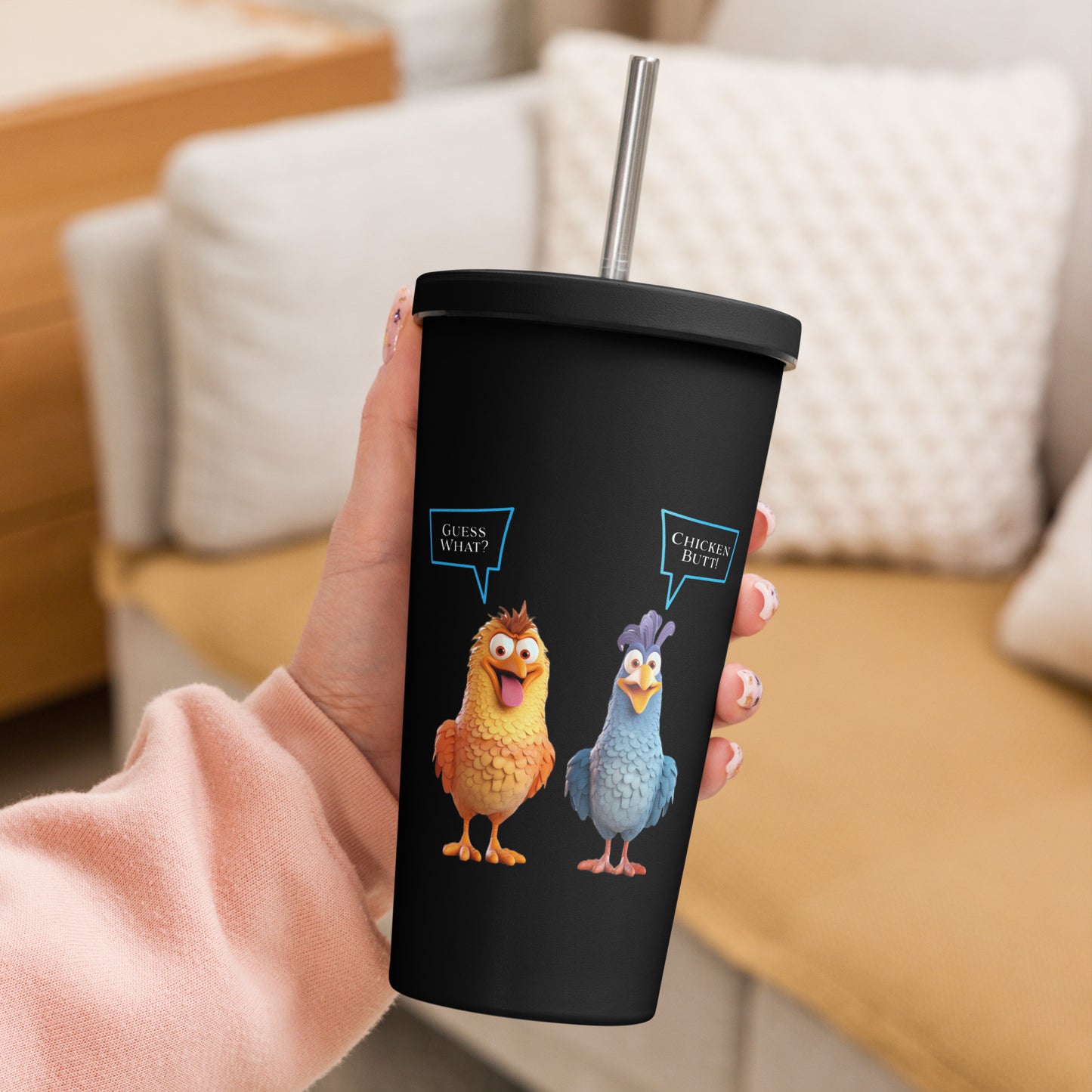 Insulated tumbler with a straw