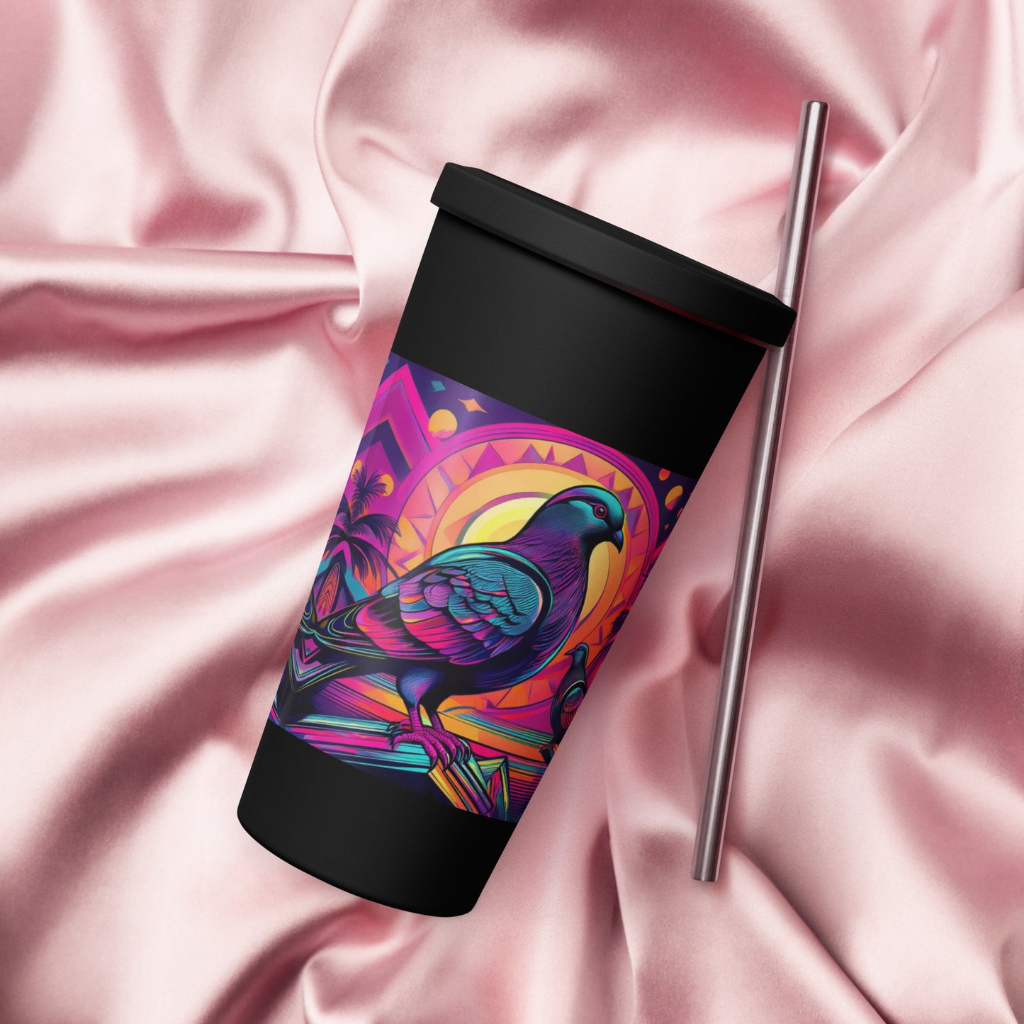 Insulated tumbler with a straw