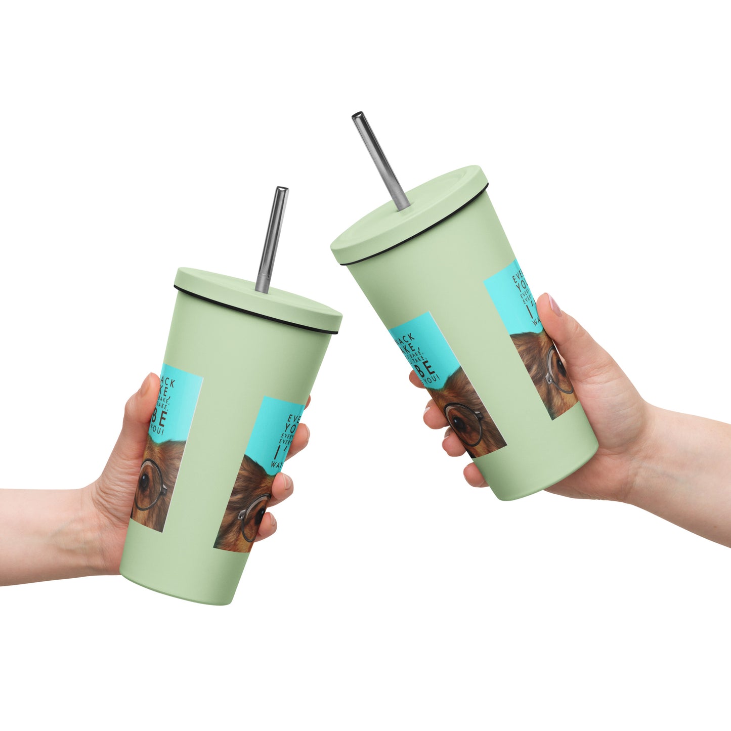 Insulated tumbler with a straw