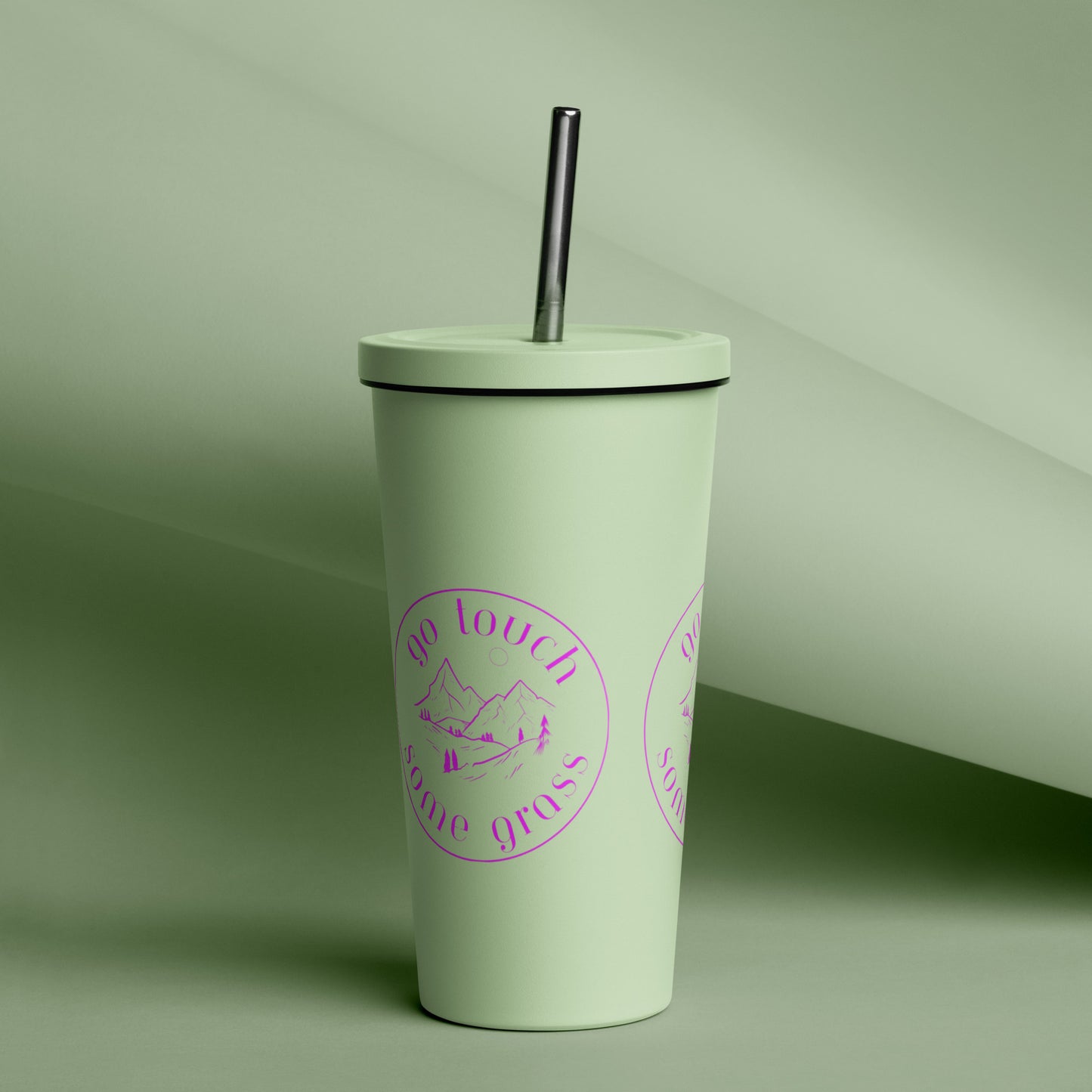 Insulated tumbler with a straw