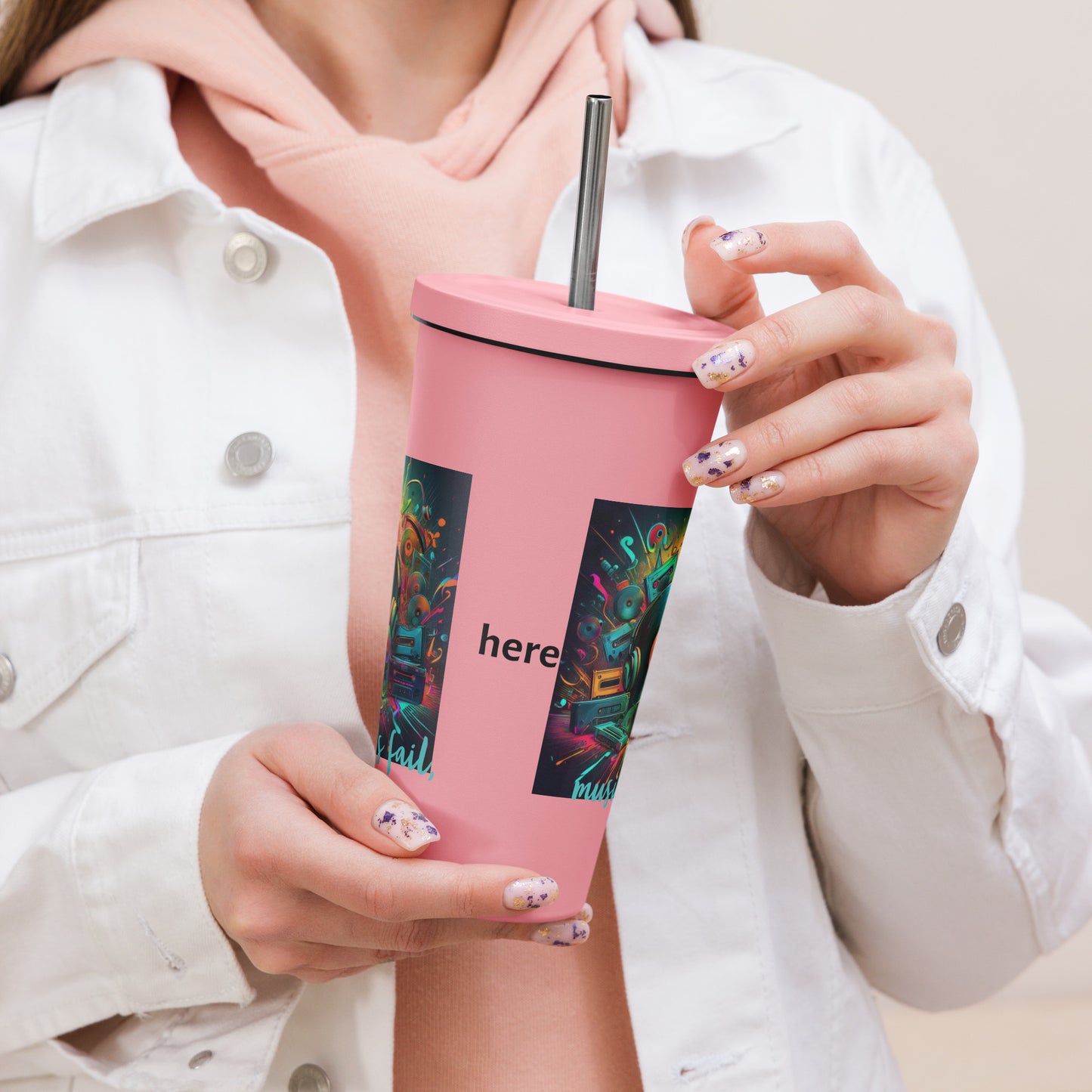 Insulated tumbler with a straw