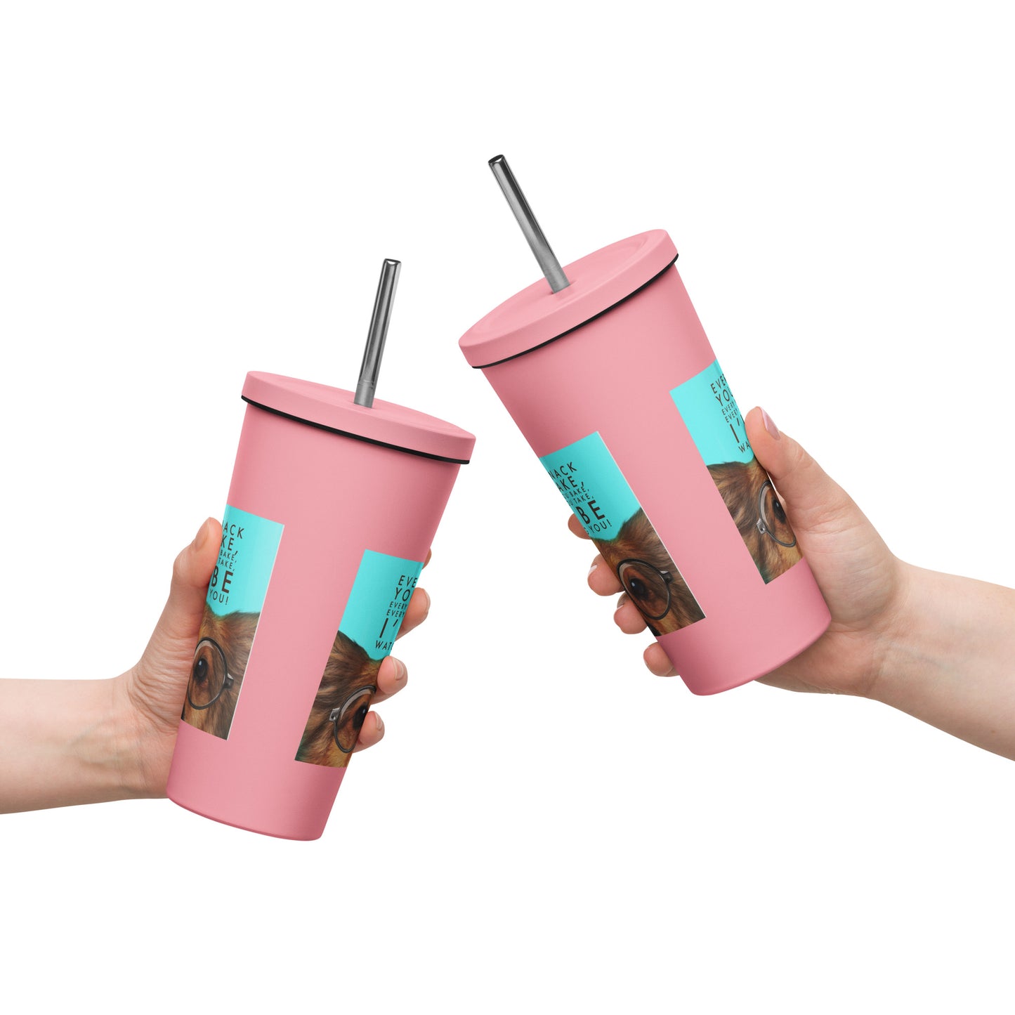 Insulated tumbler with a straw