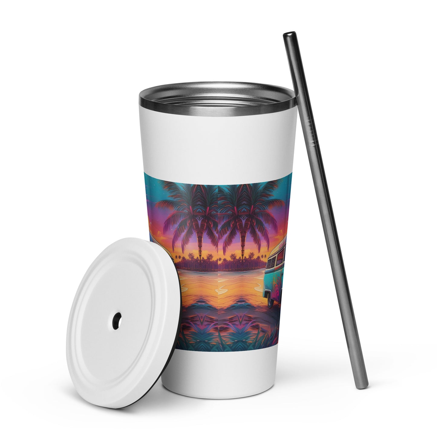 Insulated tumbler with a straw