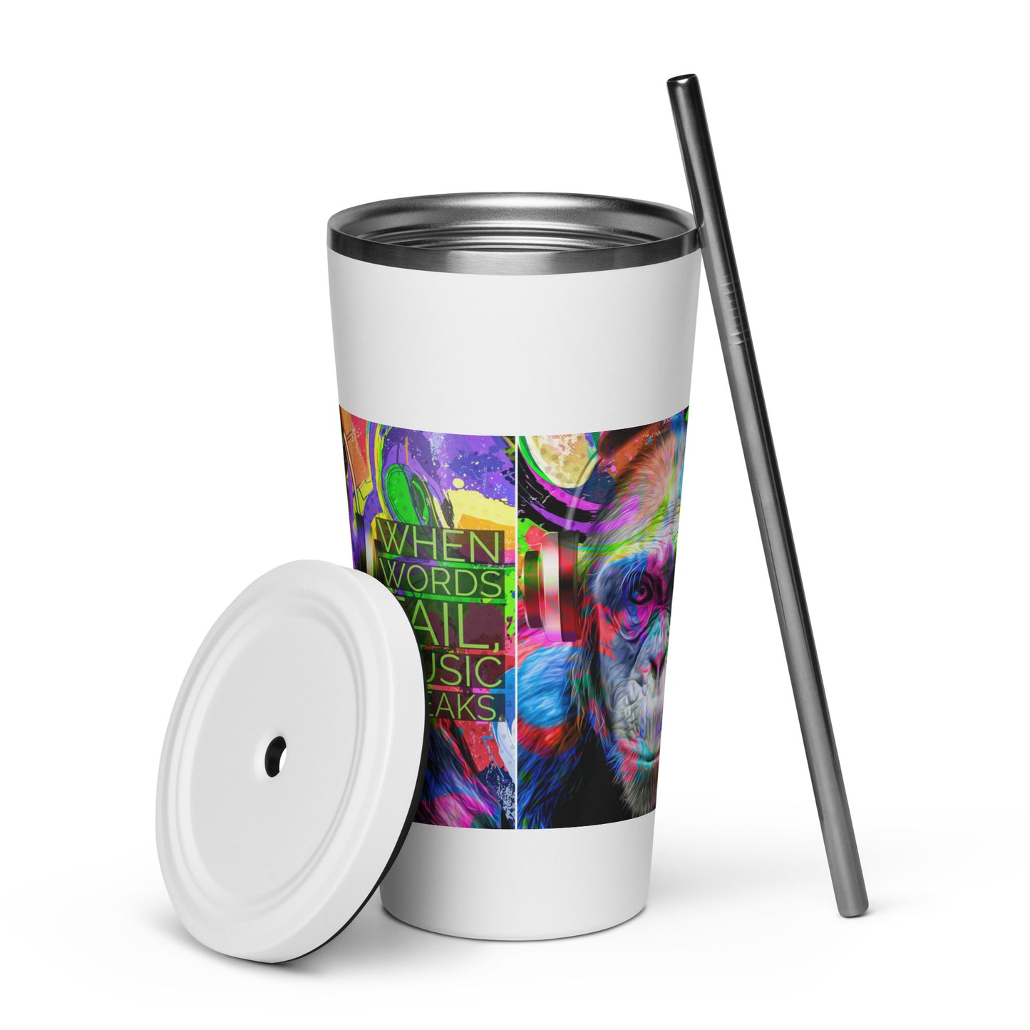 Insulated tumbler with a straw