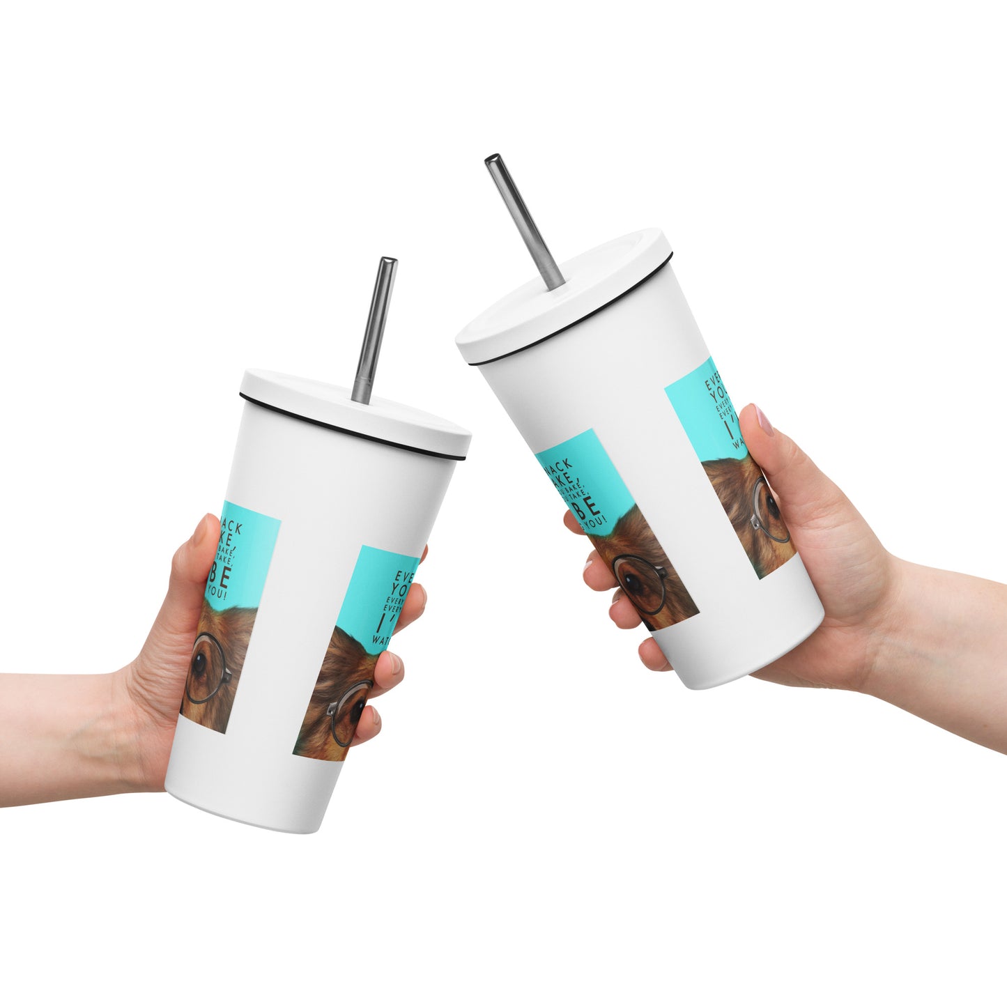 Insulated tumbler with a straw