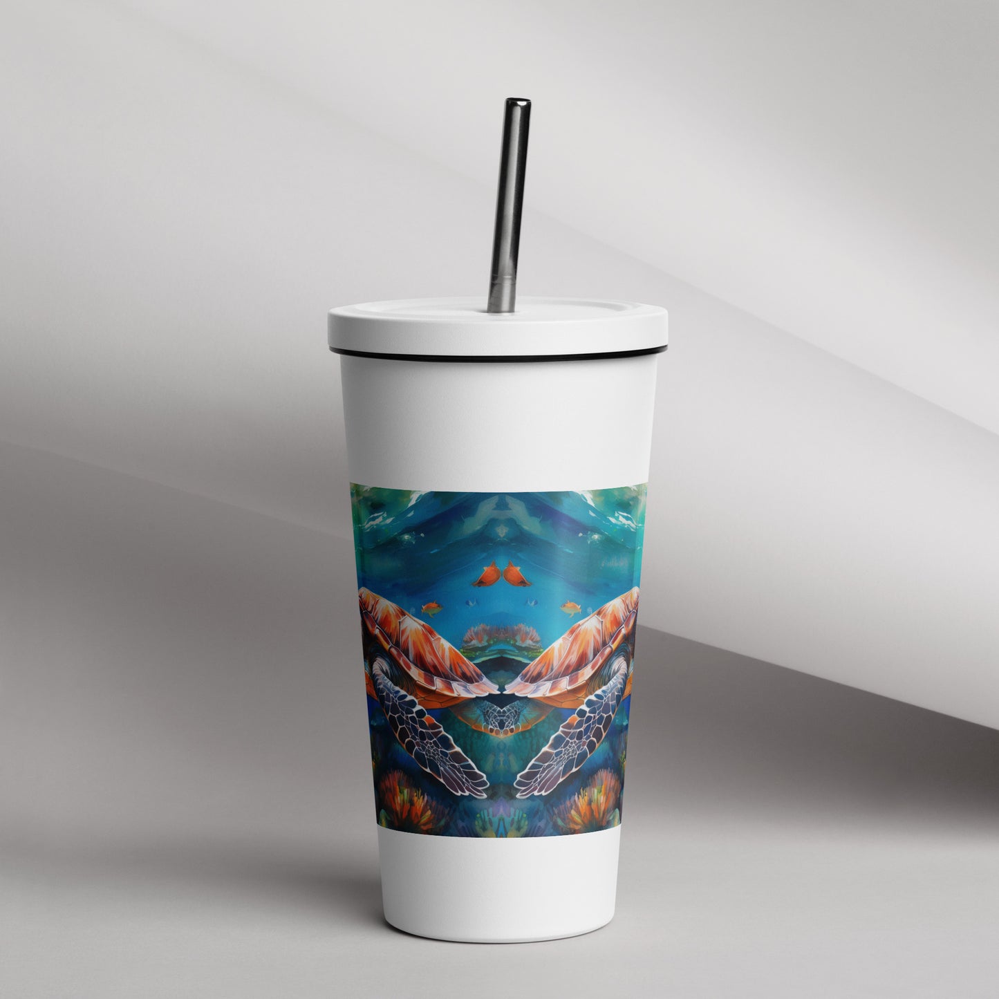 Insulated tumbler with a straw