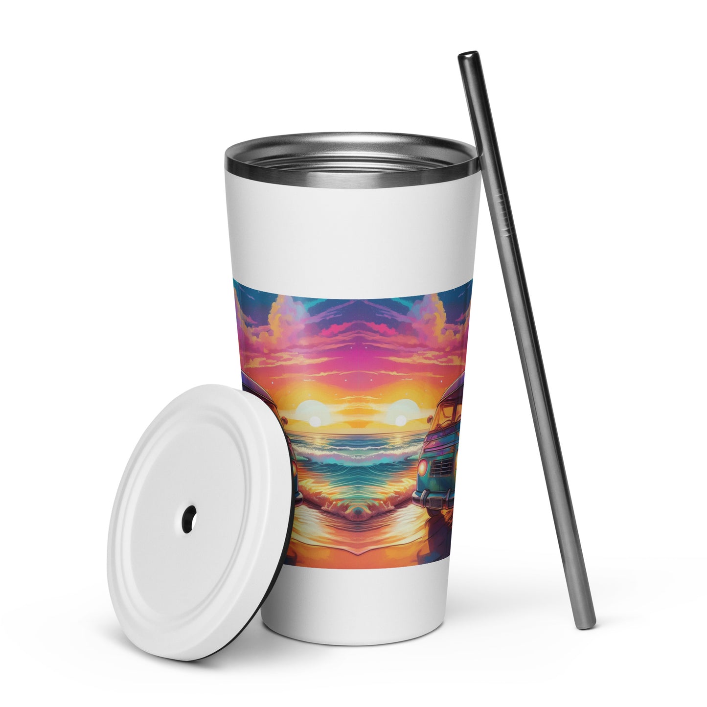 Insulated tumbler with a straw