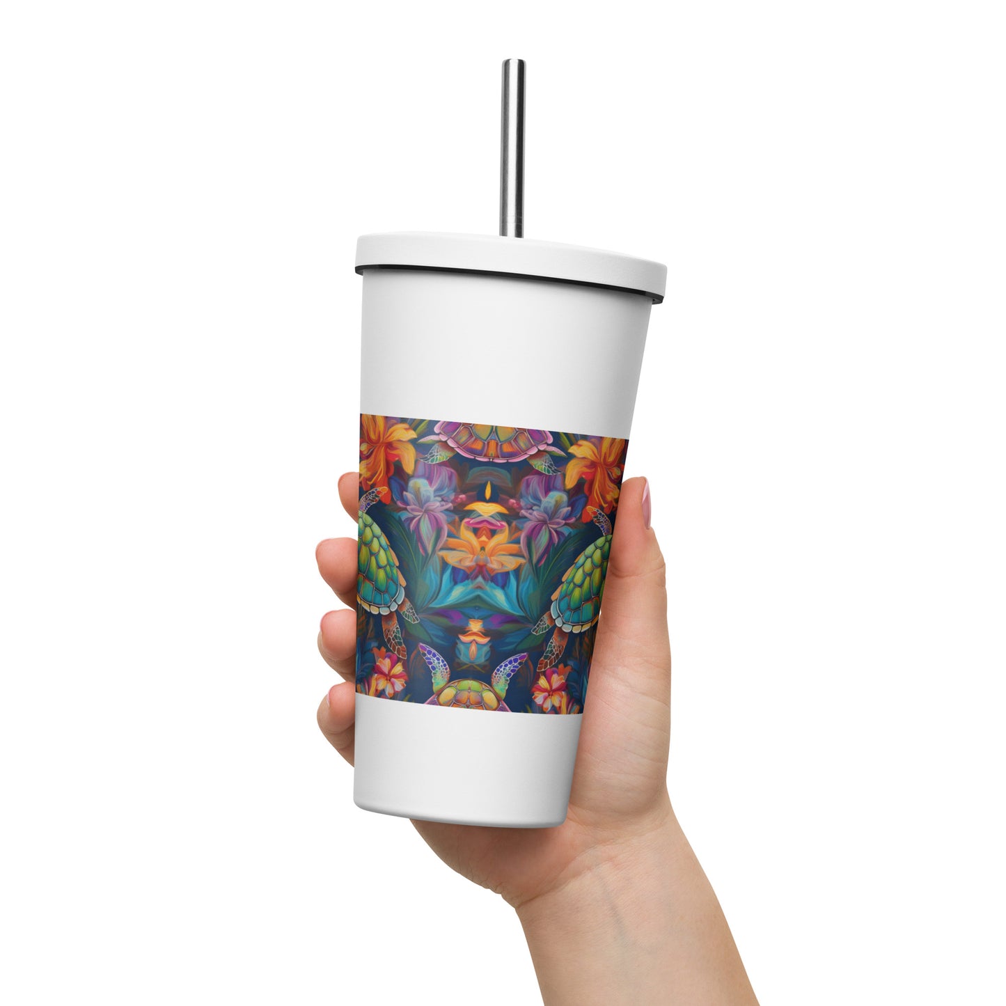 Insulated tumbler with a straw