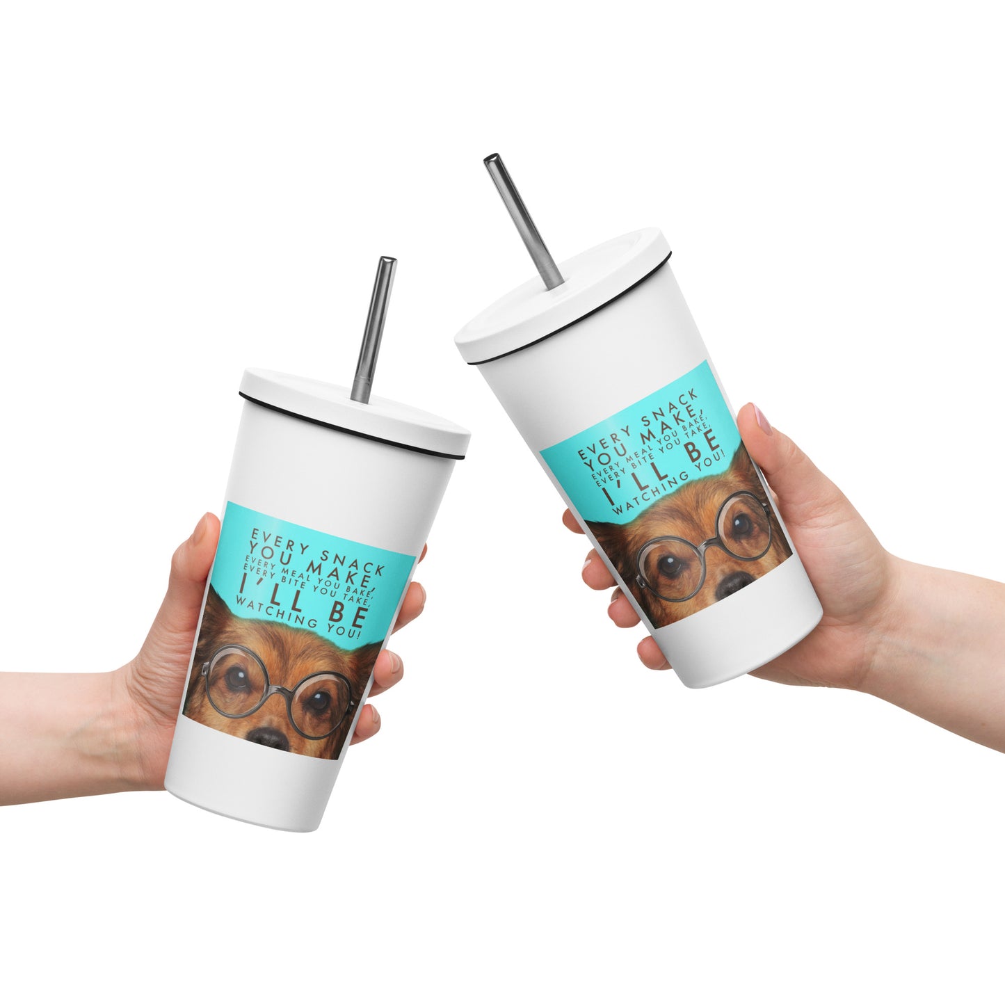 Insulated tumbler with a straw