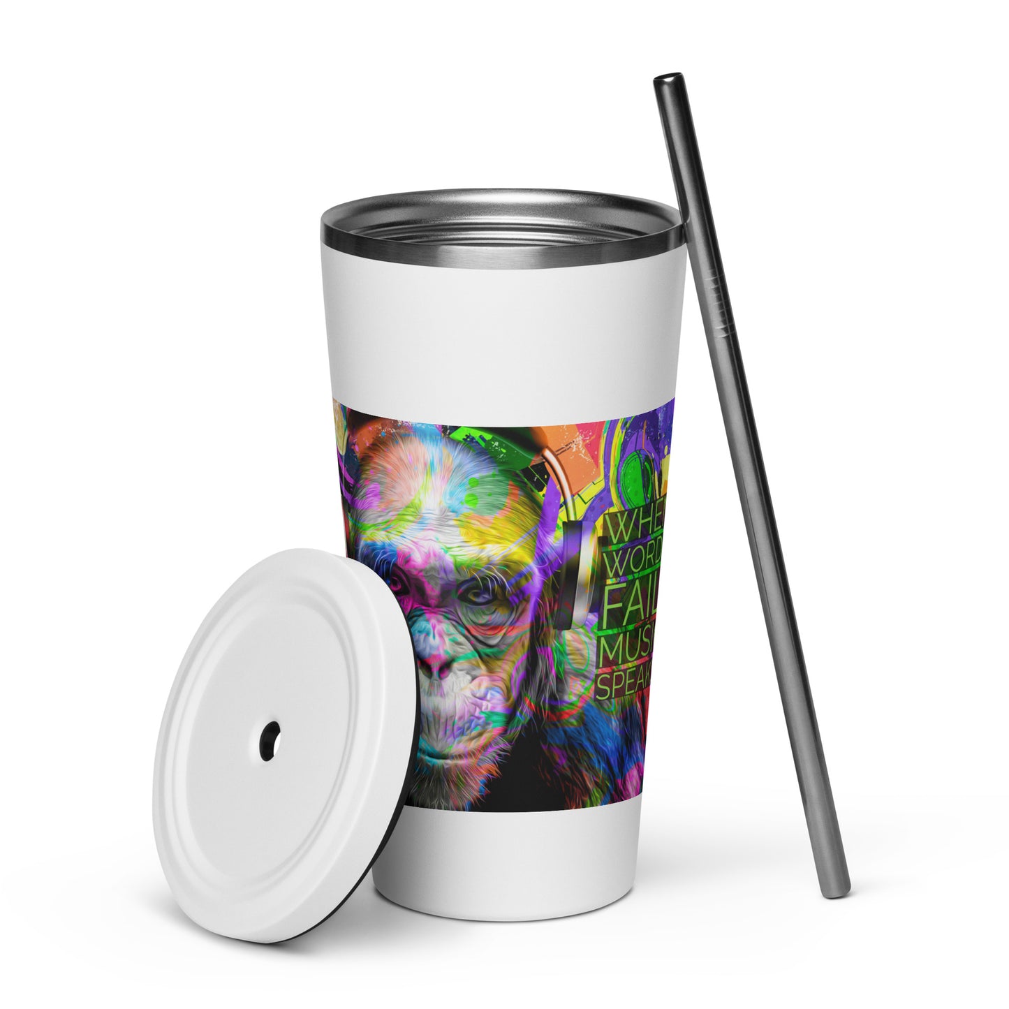 Insulated tumbler with a straw