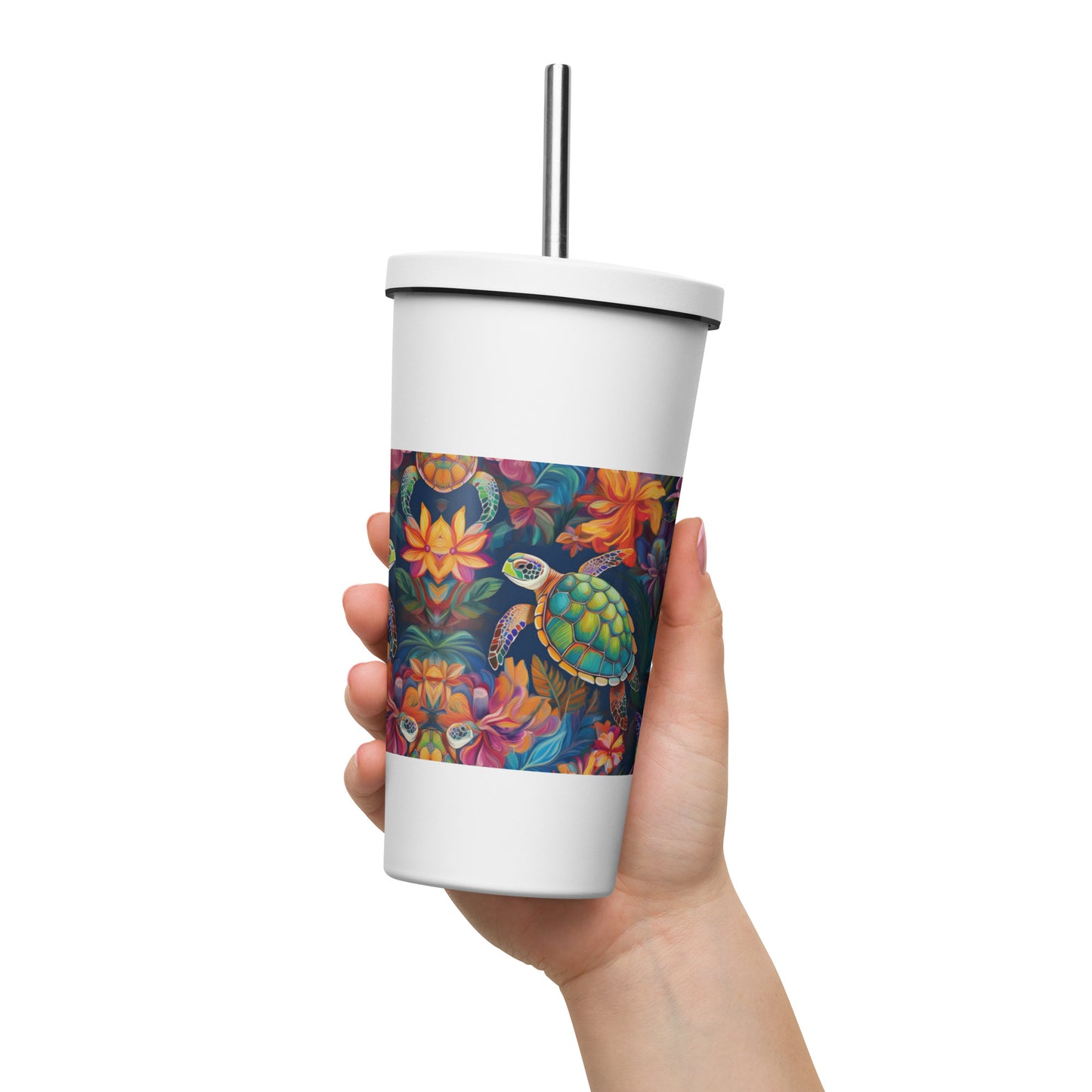 Insulated tumbler with a straw