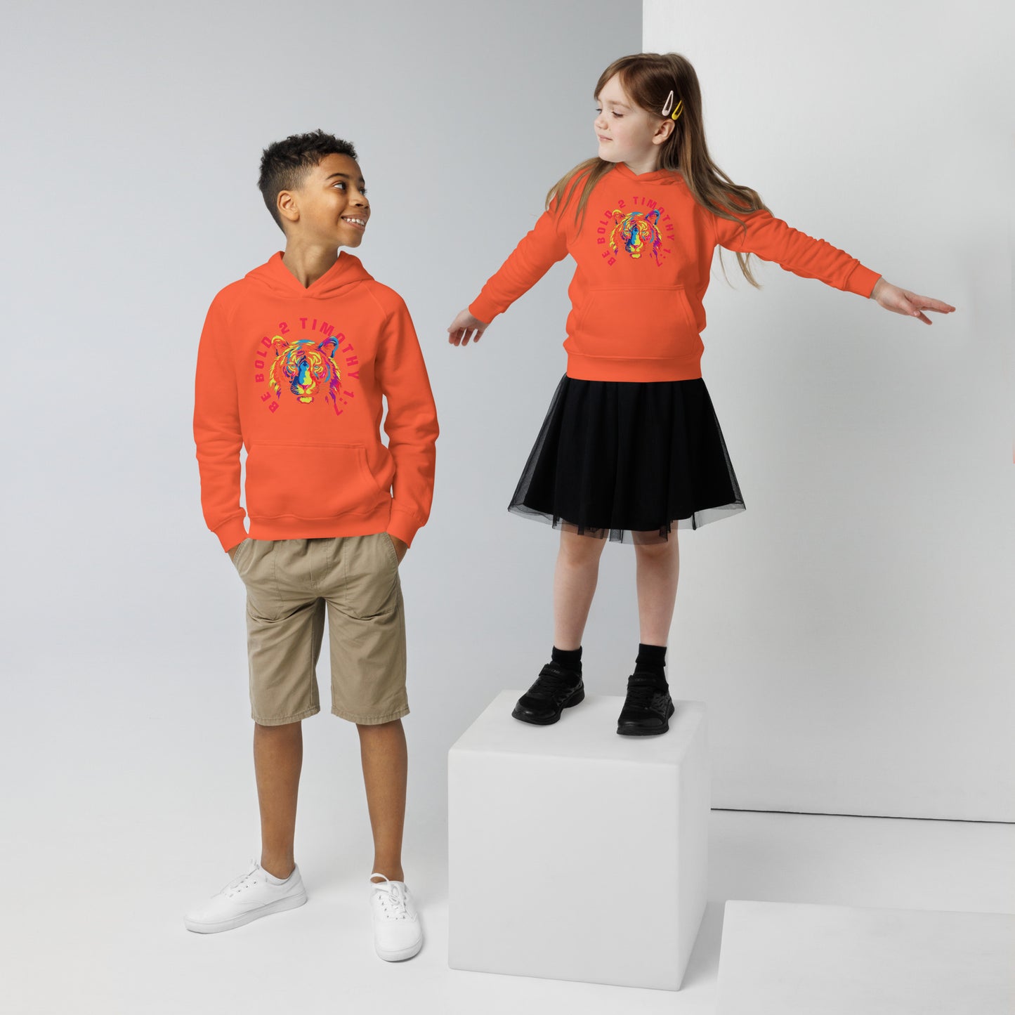 BE BOLD TIGER Kids eco hoodie