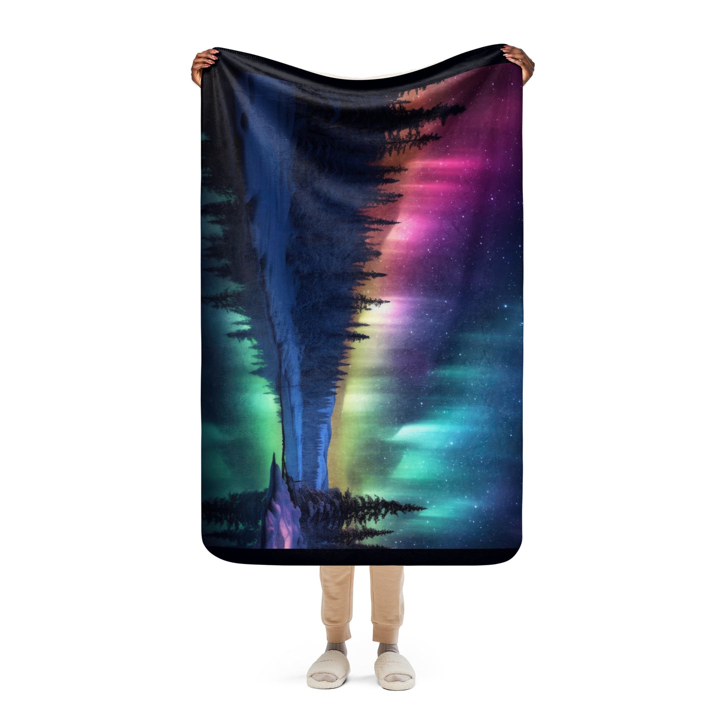 VIVID NORTHERN LIGHTS Sherpa blanket