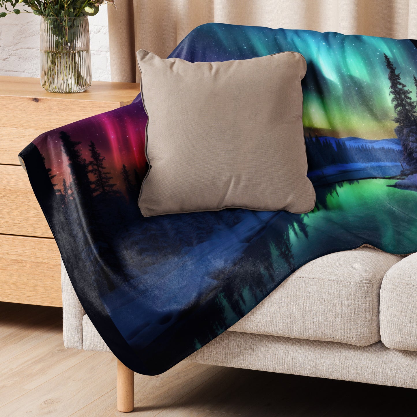 VIVID NORTHERN LIGHTS Sherpa blanket