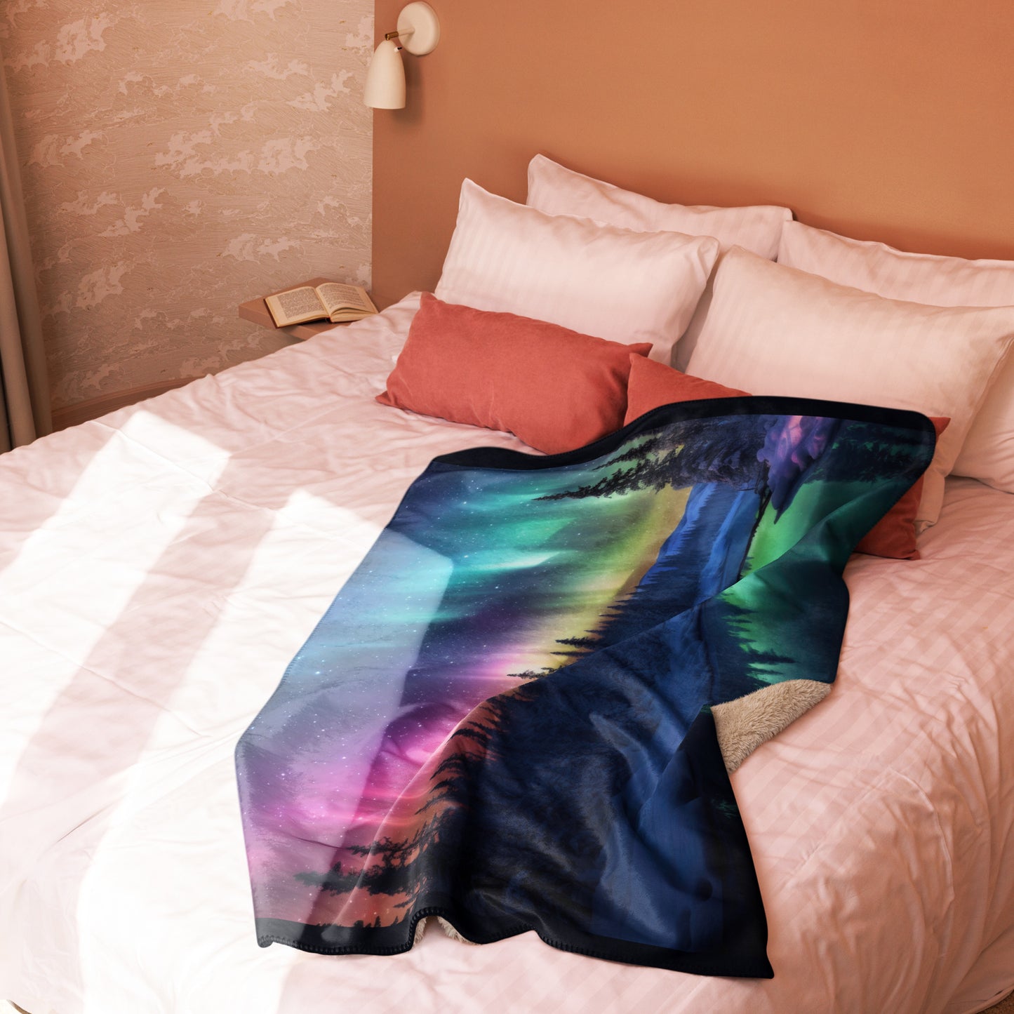 VIVID NORTHERN LIGHTS Sherpa blanket