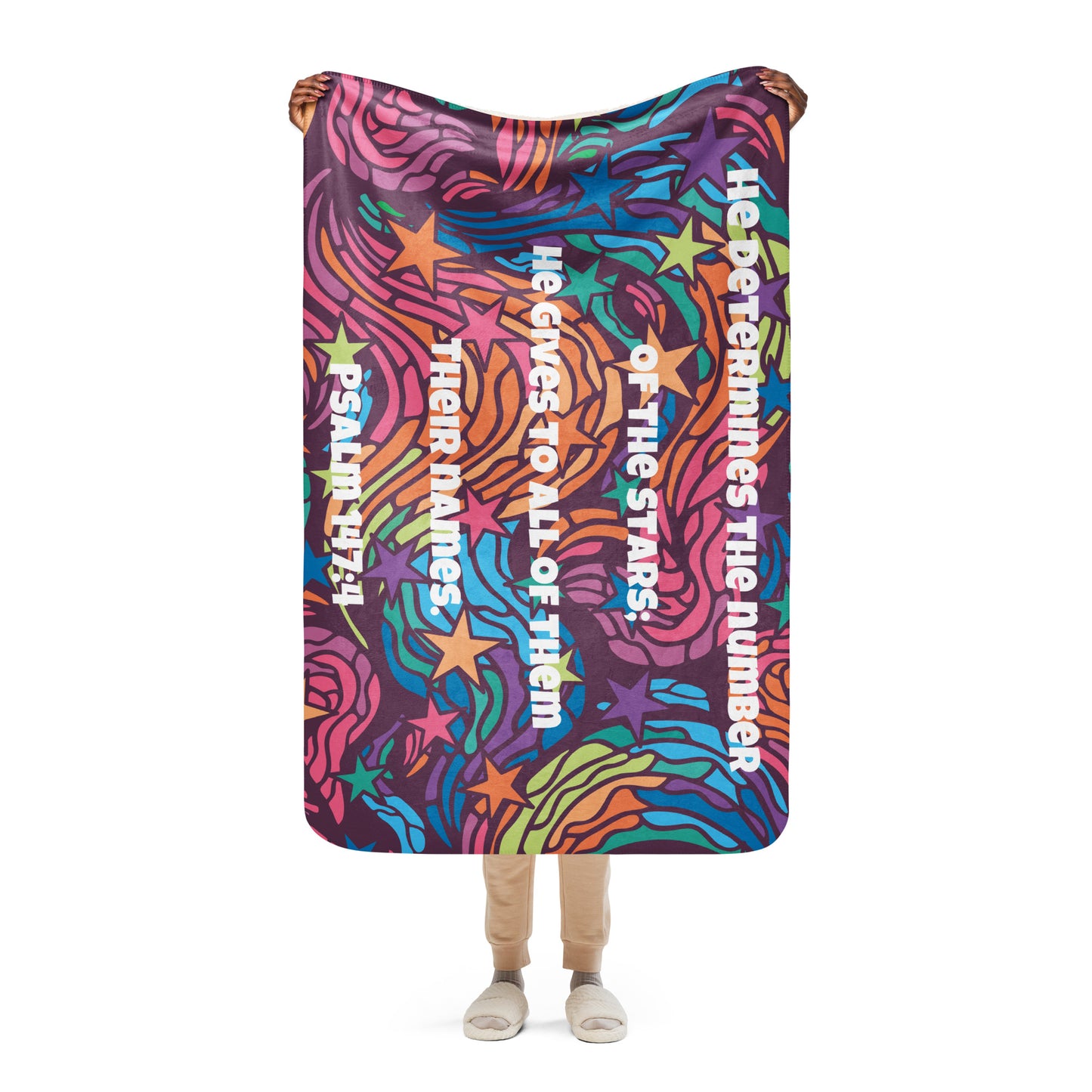 Psalm 147:4 Sherpa blanket