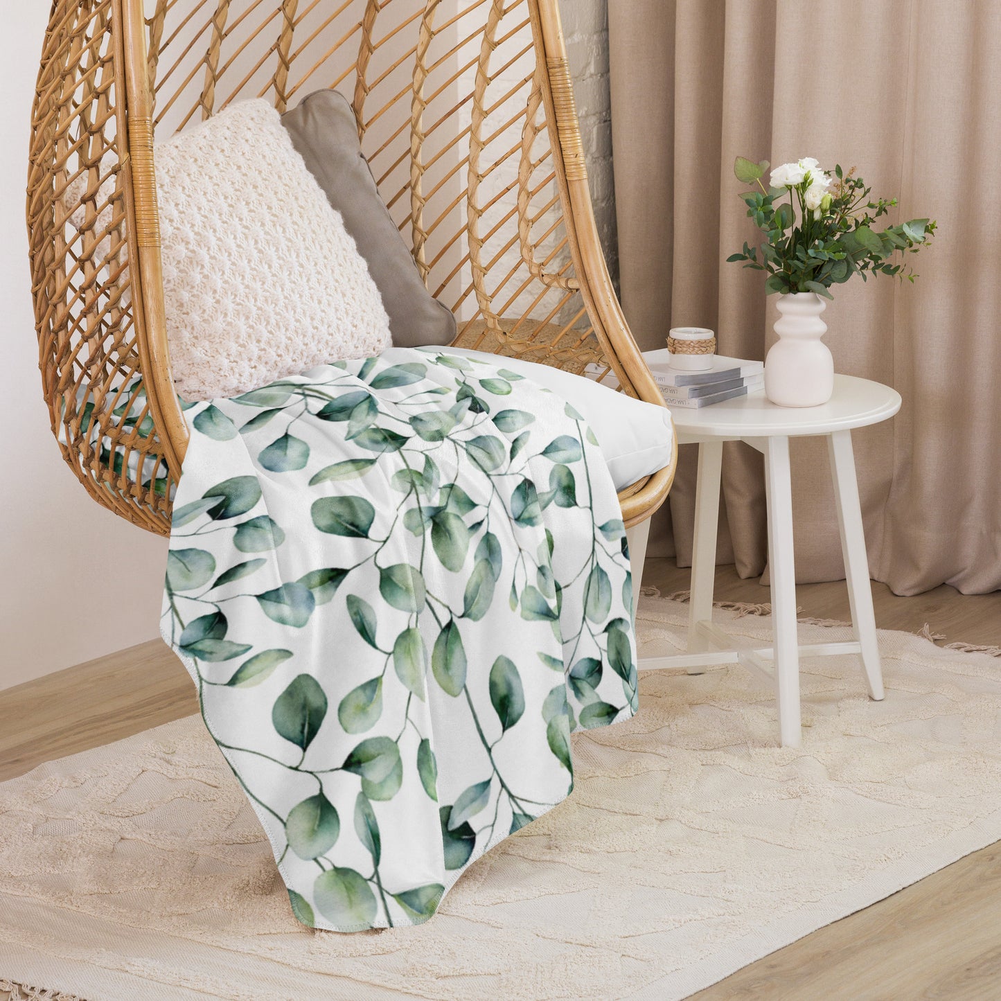 GREEN LEAVES Sherpa blanket