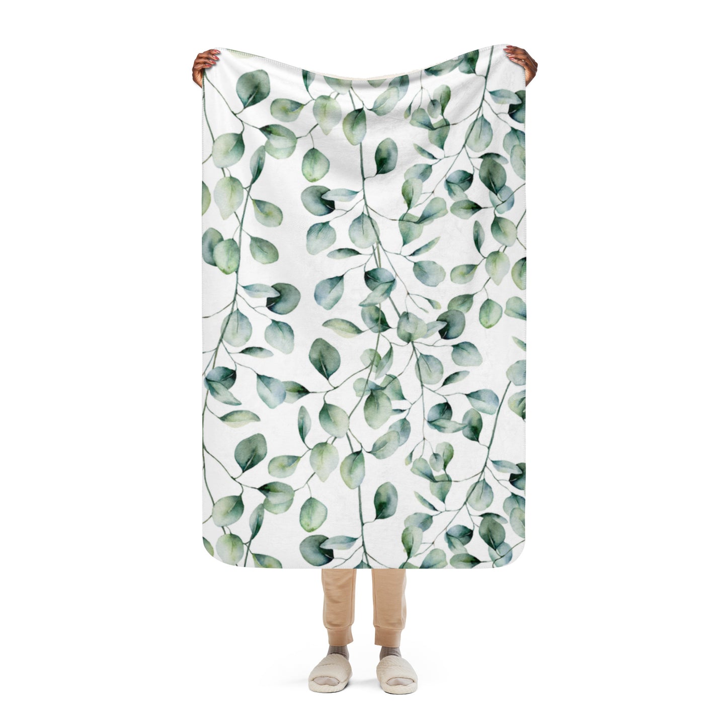 GREEN LEAVES Sherpa blanket