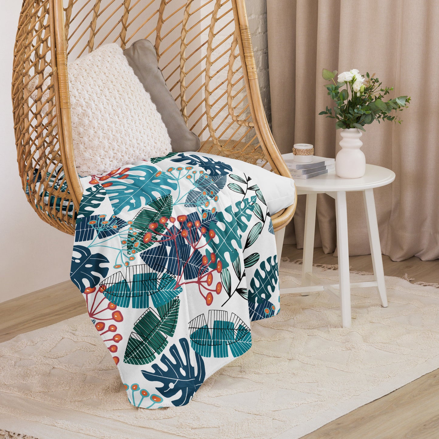 TROPICAL FOLIAGE Sherpa blanket