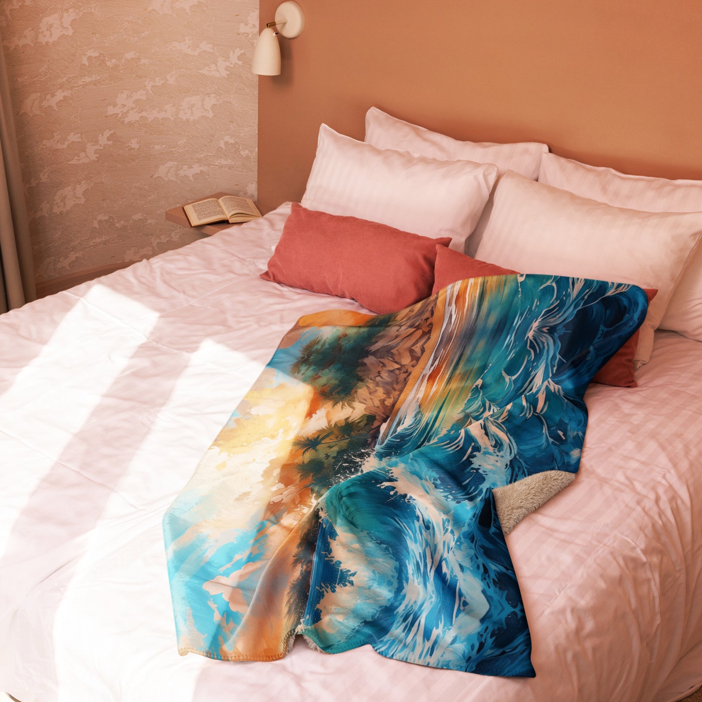 GORGEOUS CRASHING OCEAN Sherpa blanket