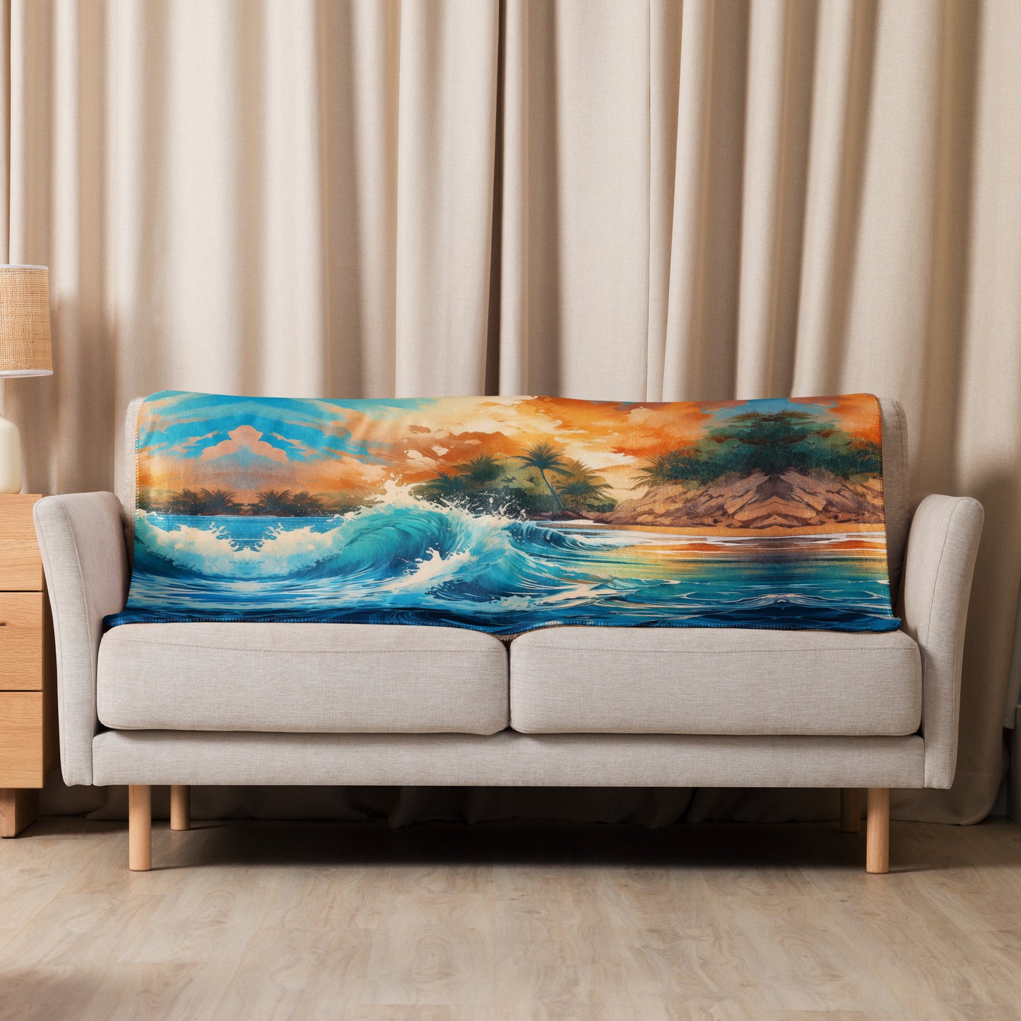 GORGEOUS CRASHING OCEAN Sherpa blanket