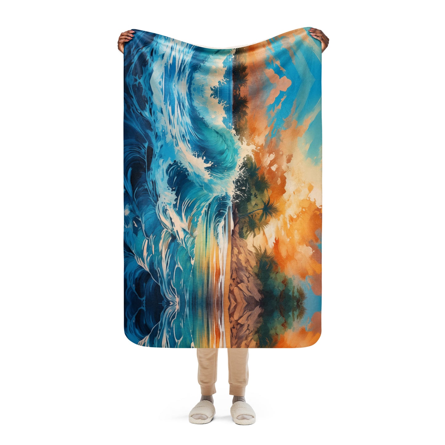 GORGEOUS CRASHING OCEAN Sherpa blanket