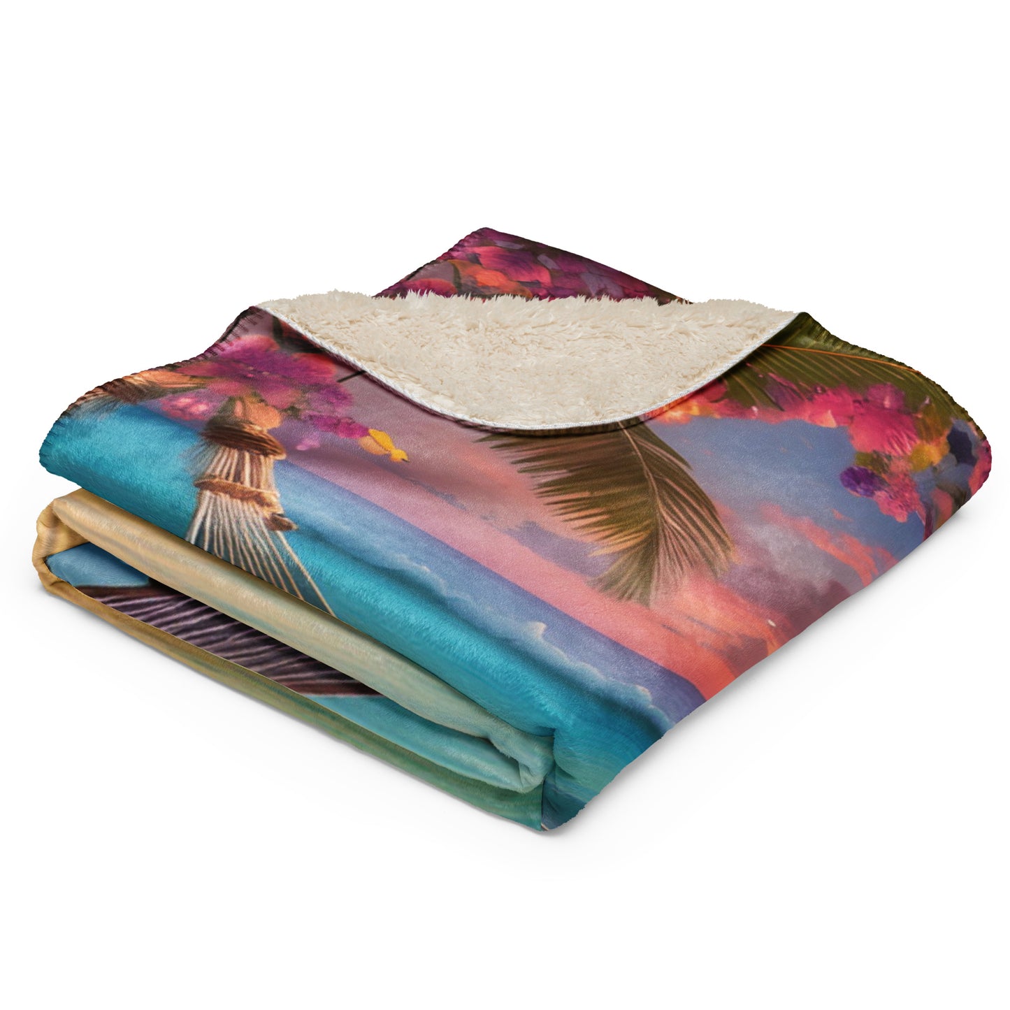 DOUBLE SEA TURTLES IN HAMMOCKS Sherpa blanket