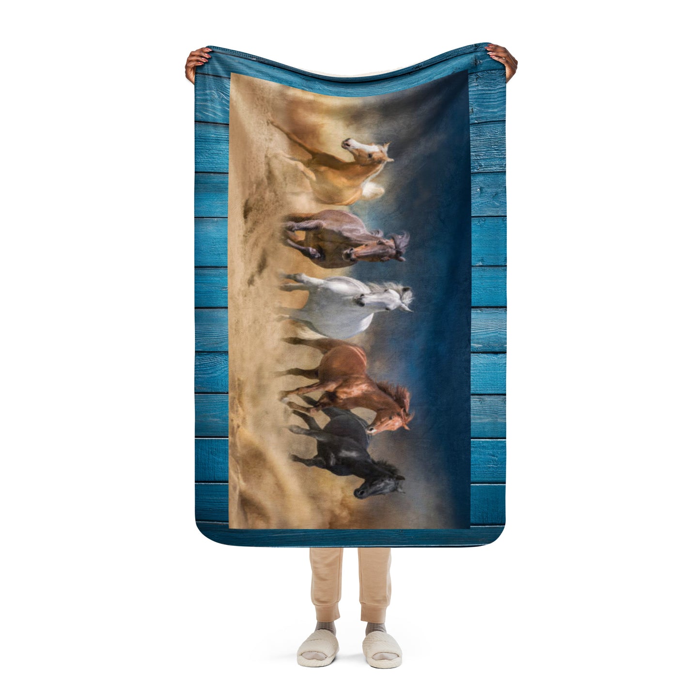 WESTERN HORSES Sherpa blanket