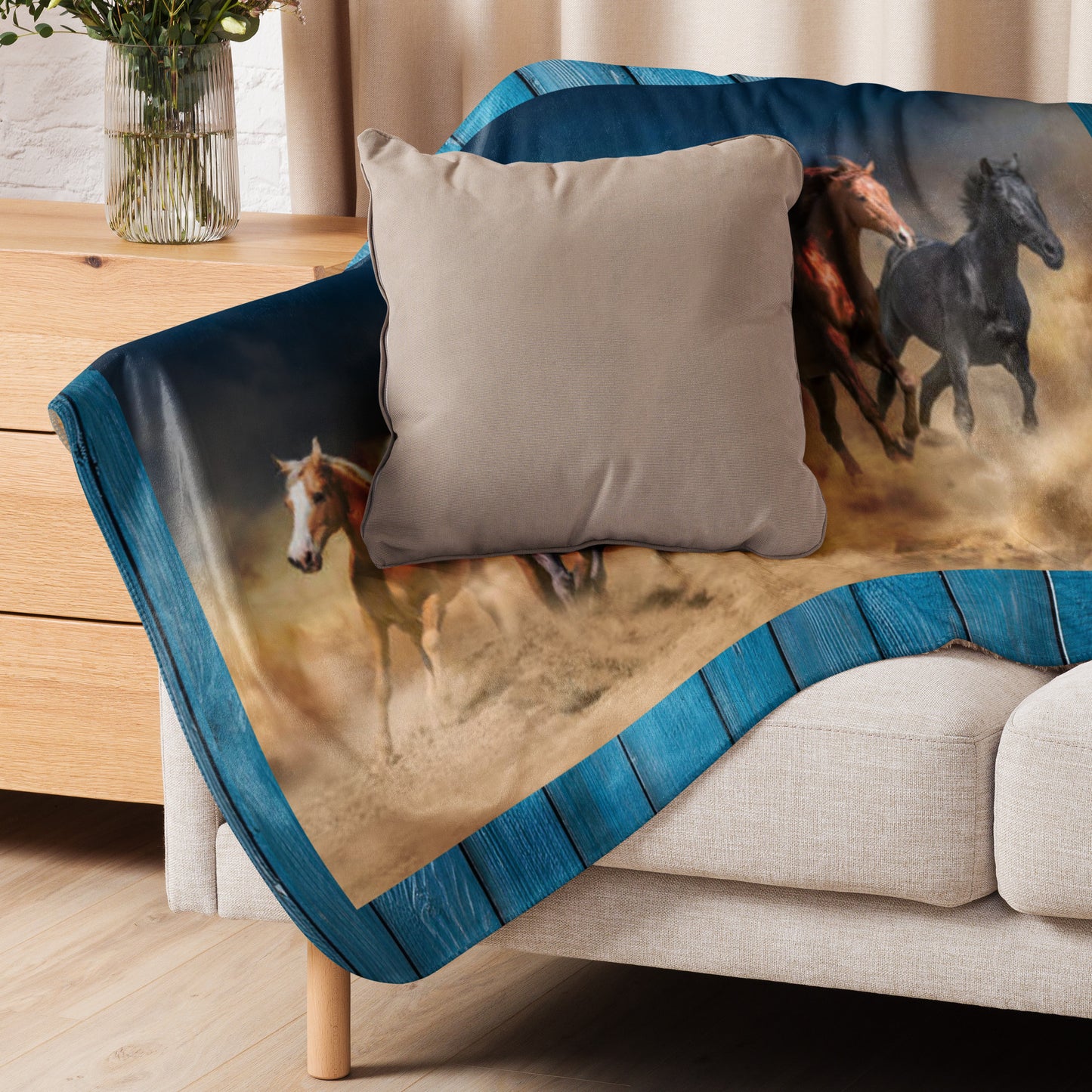 WESTERN HORSES Sherpa blanket