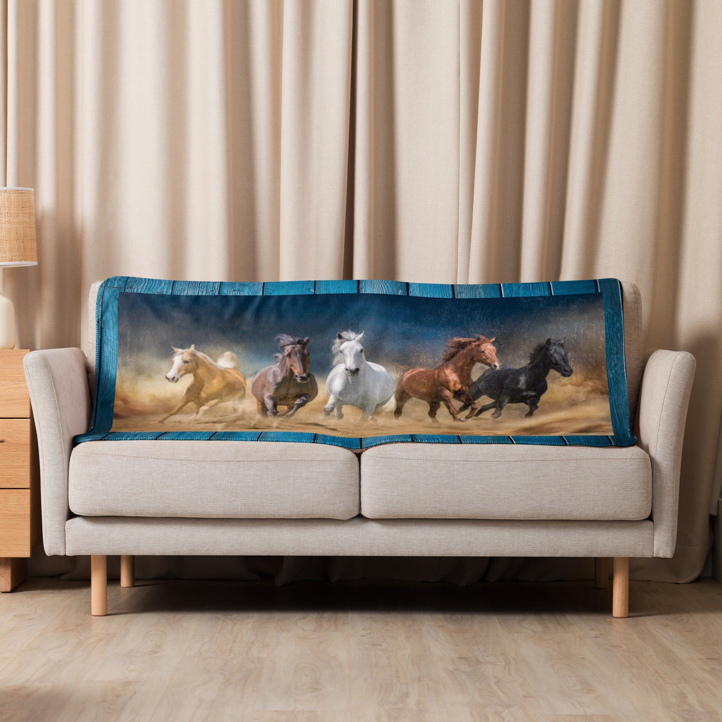 WESTERN HORSES Sherpa blanket